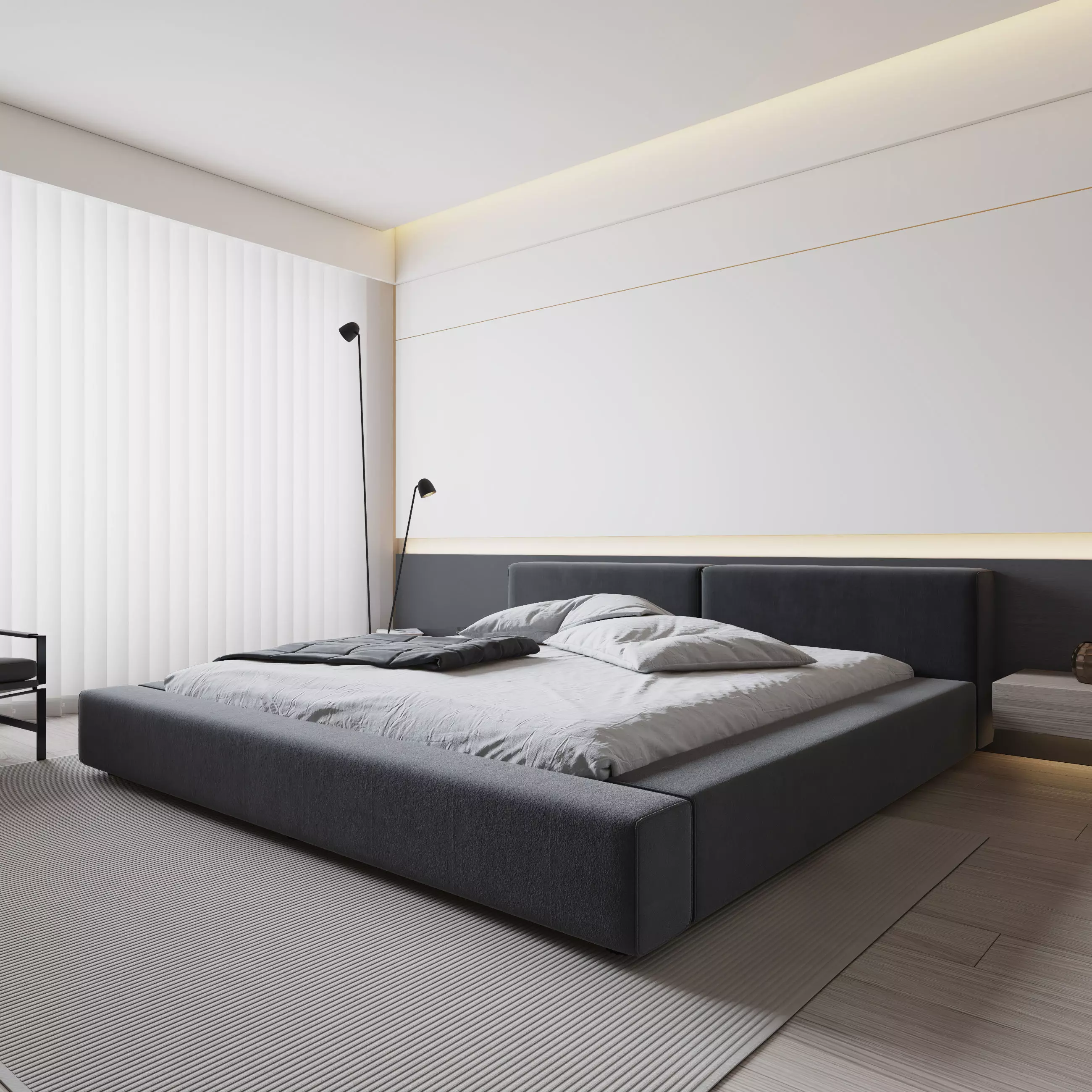 Modern Minimalist Style Bedroom 3D Scene Model 3D model