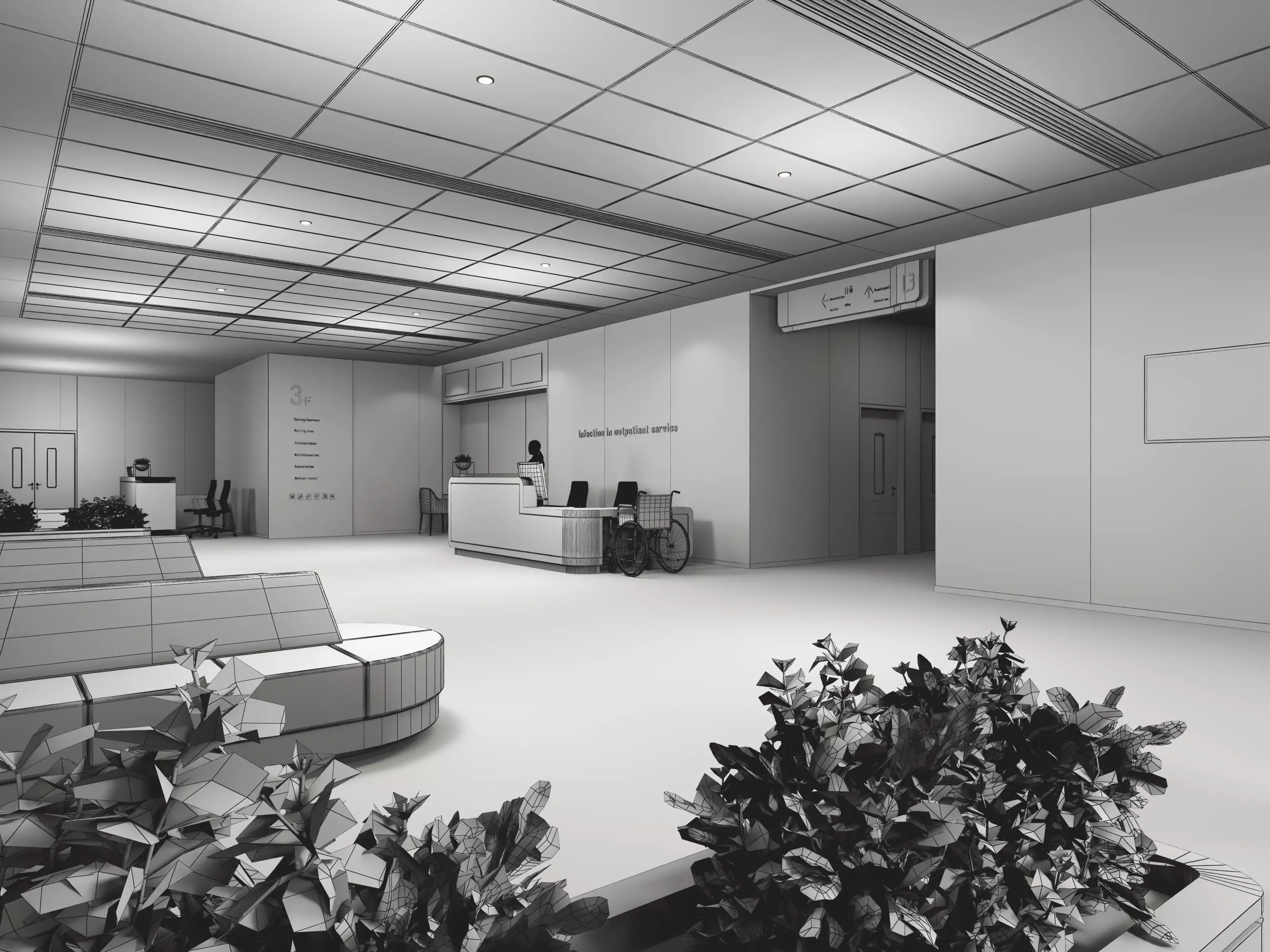 Hospital corridor 3D model_8