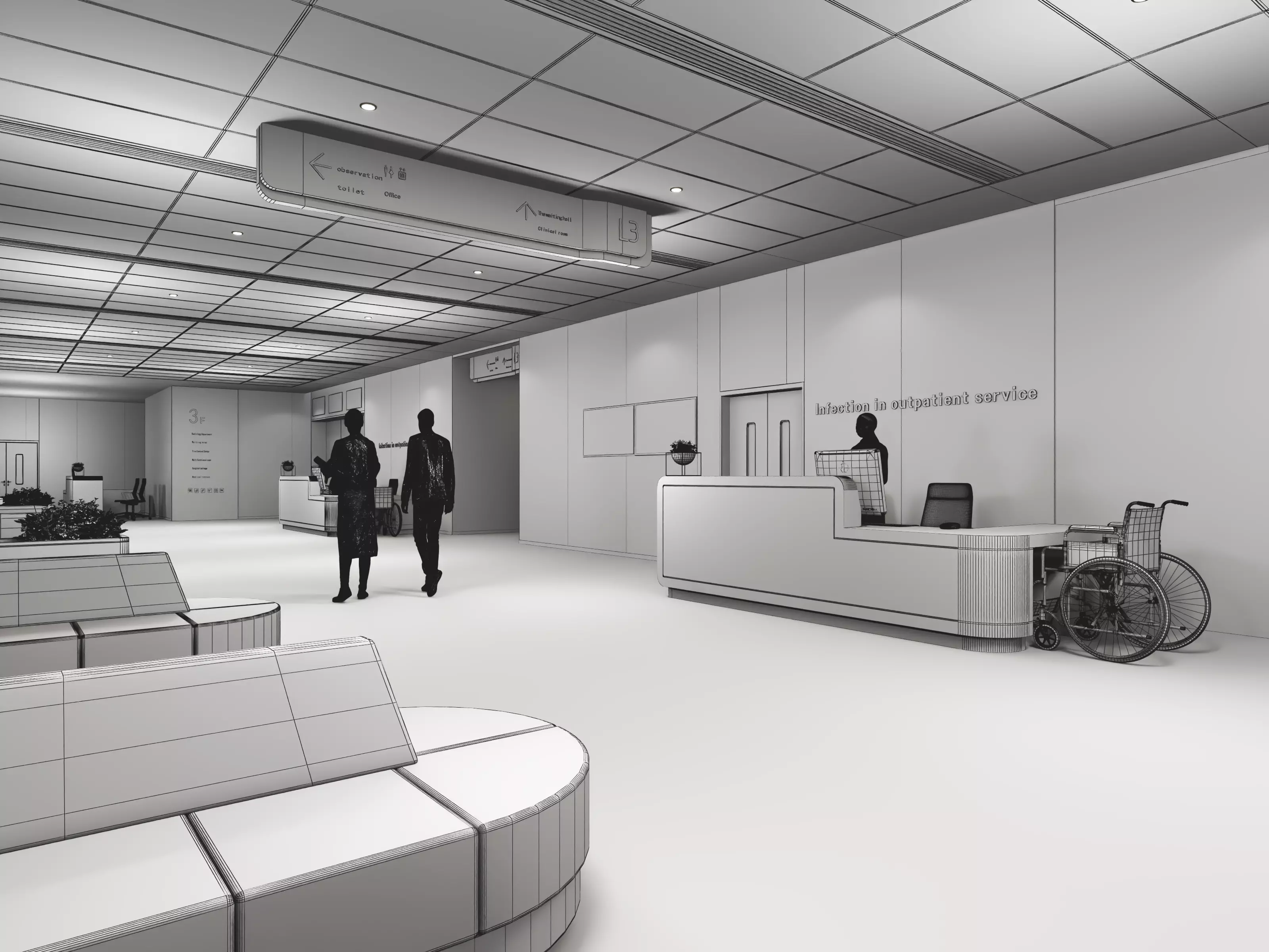 Hospital corridor 3D model_7