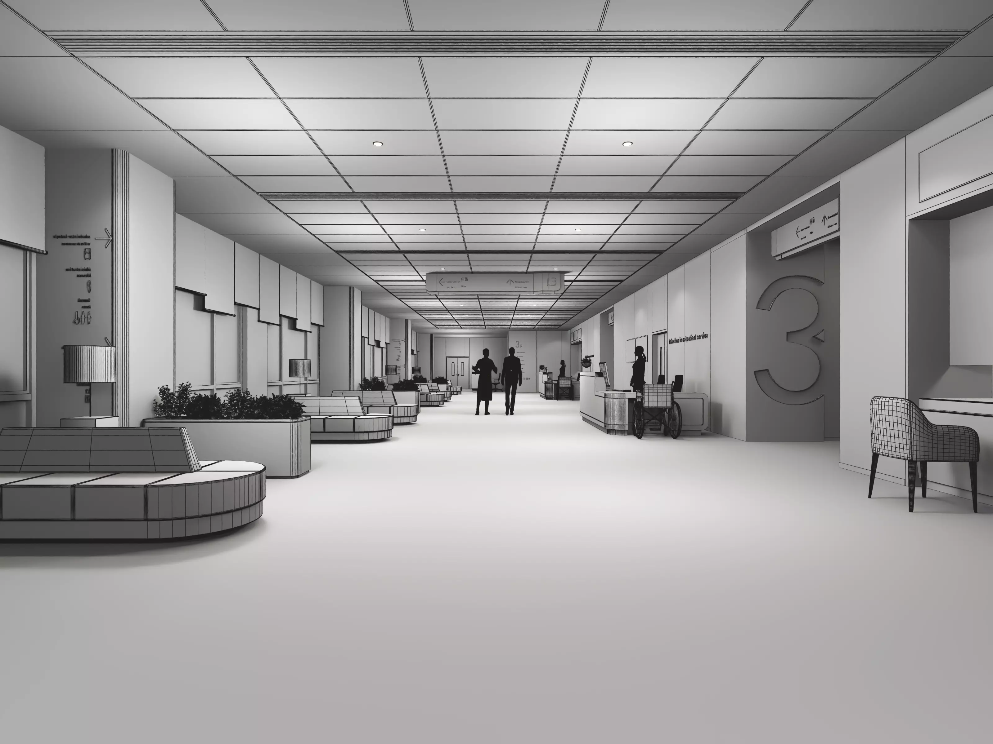 Hospital corridor 3D model_6