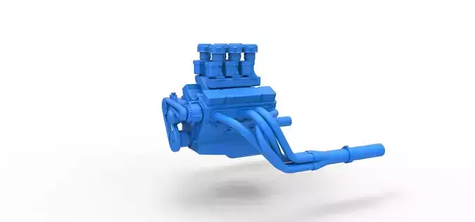 Engine of Vintage Supermodified stock car V2 Scale 1 to 25