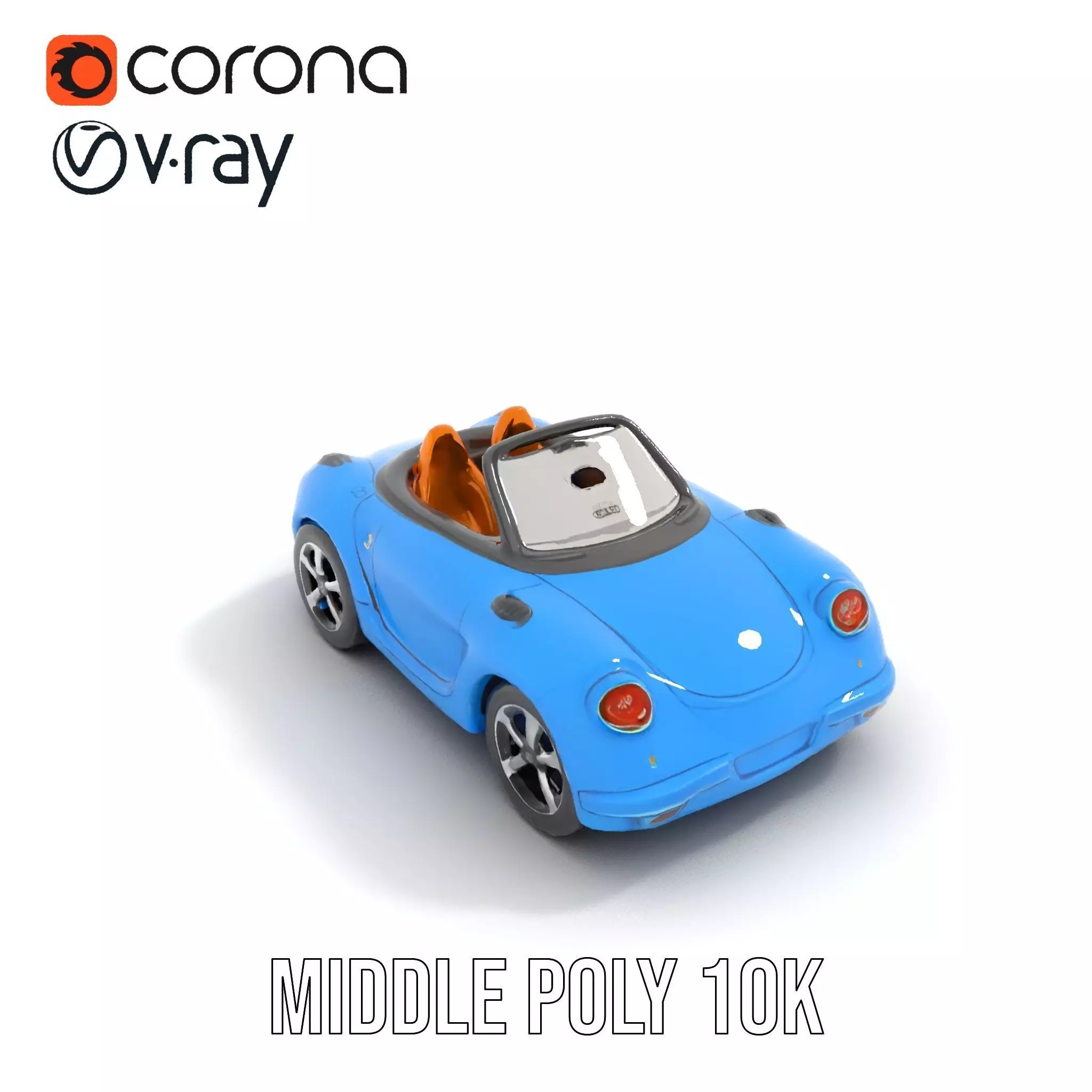 Azure Convertible Car model pack Low-poly 3D model_7