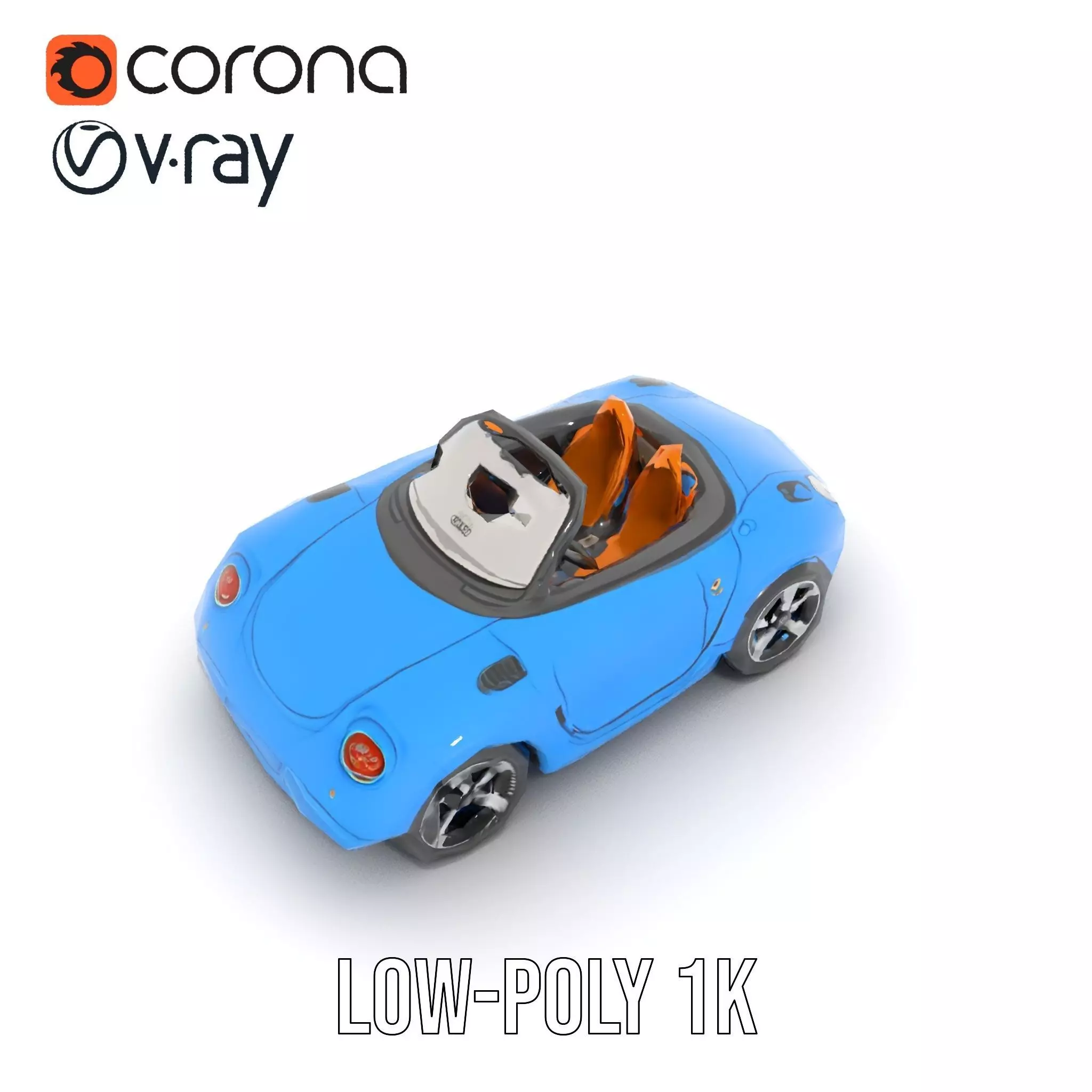 Azure Convertible Car model pack Low-poly 3D model_26