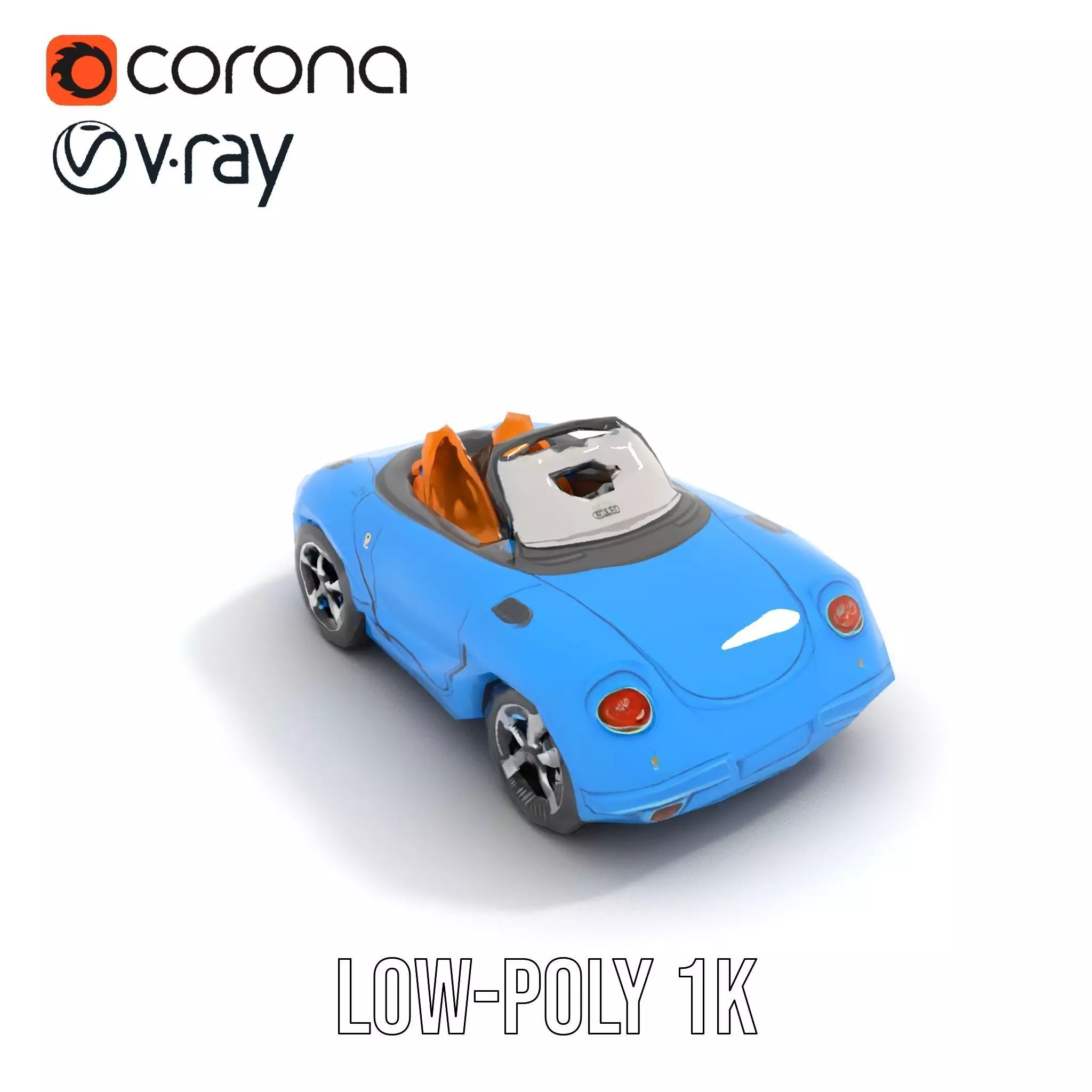 Azure Convertible Car model pack Low-poly 3D model_13