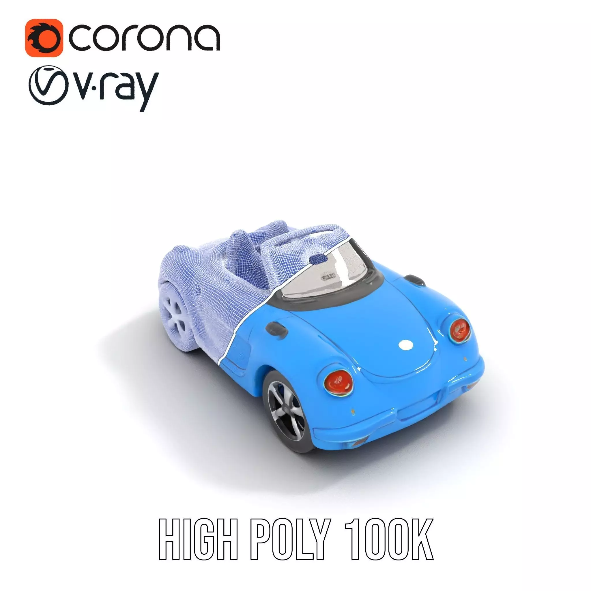Azure Convertible Car model pack Low-poly 3D model_27