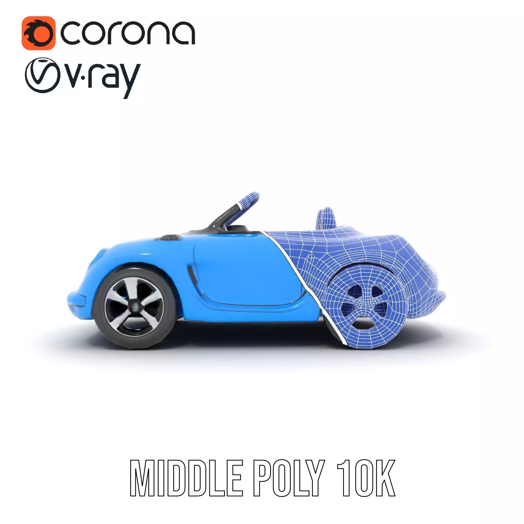 Azure Convertible Car model pack Low-poly 3D model_22