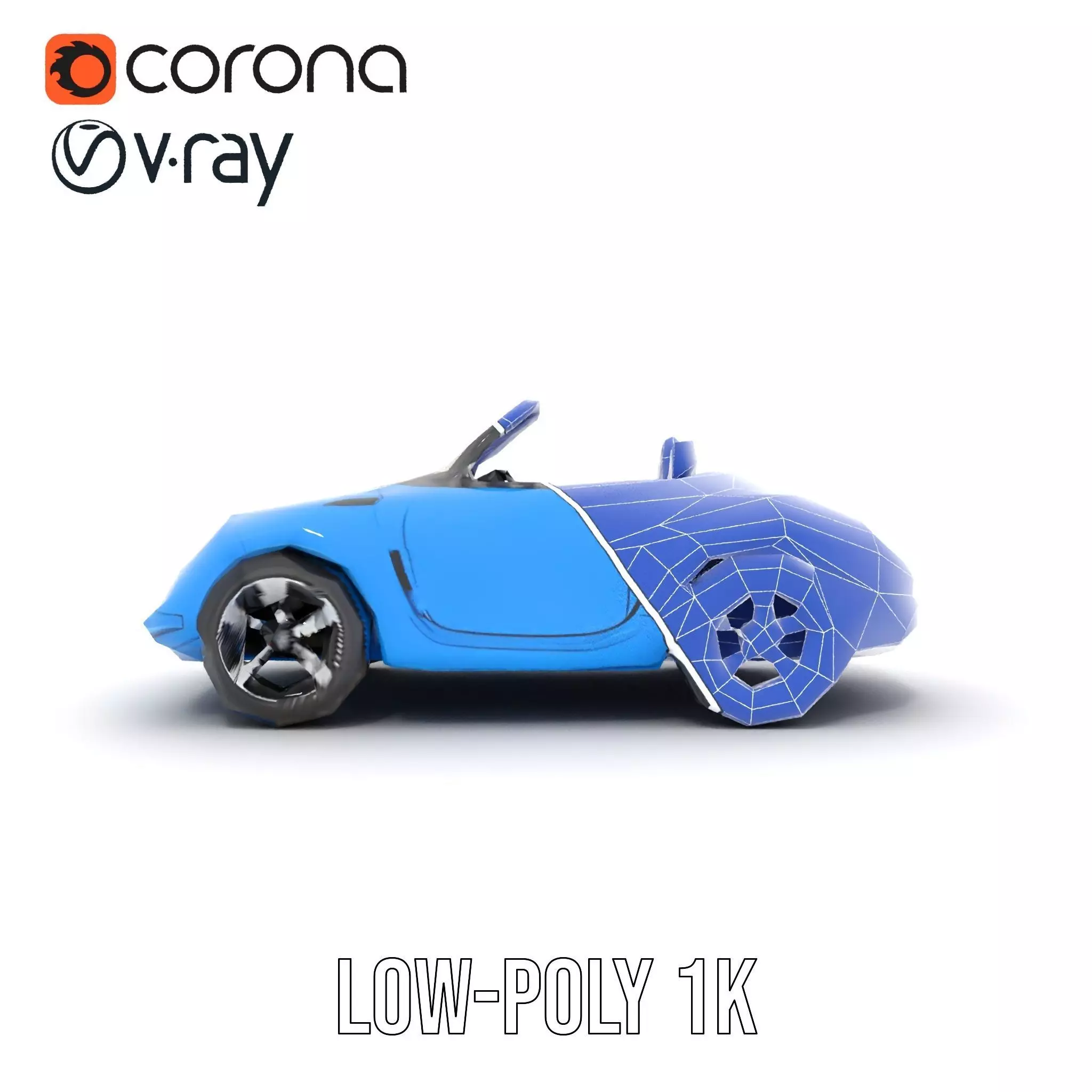 Azure Convertible Car model pack Low-poly 3D model_17