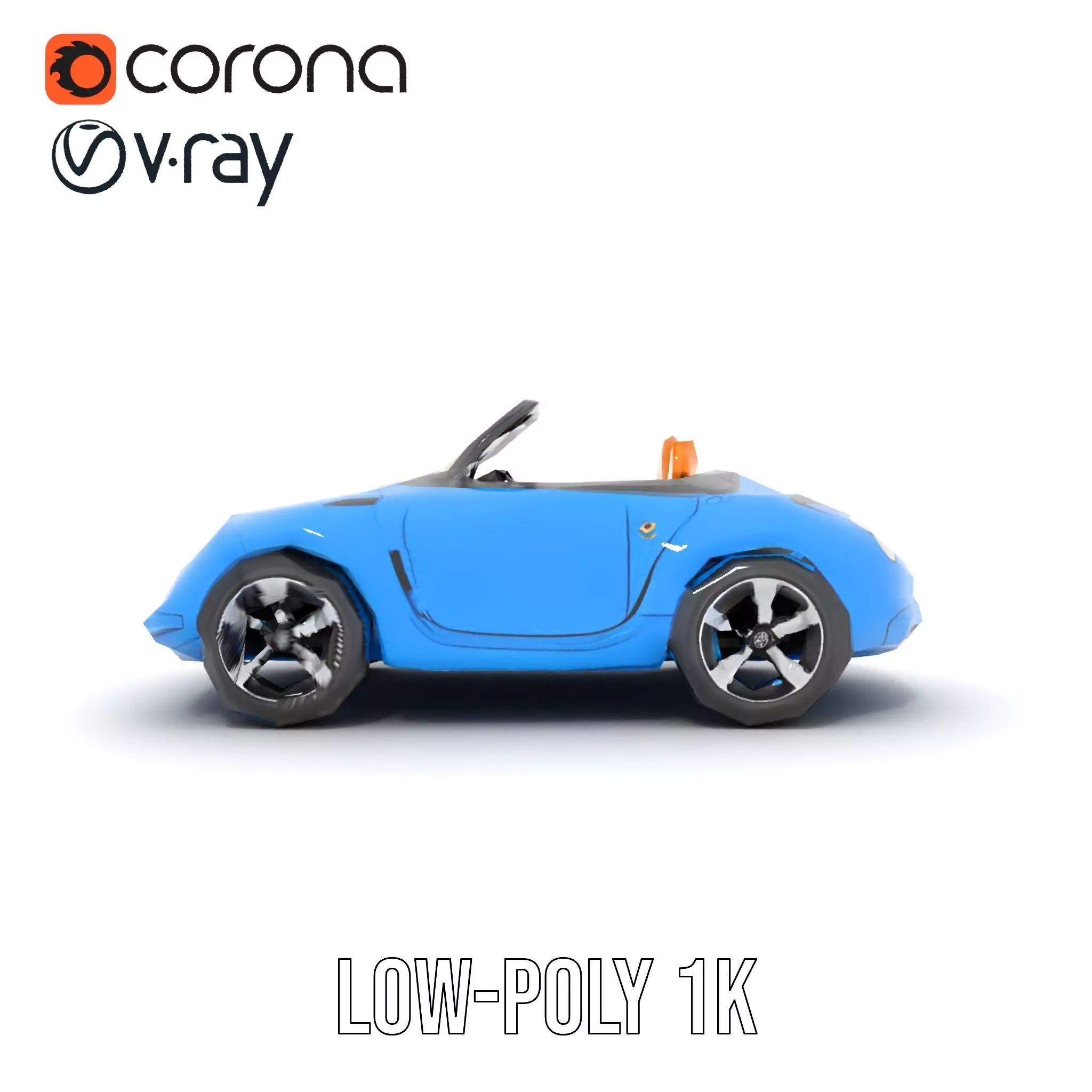 Azure Convertible Car model pack Low-poly 3D model_20