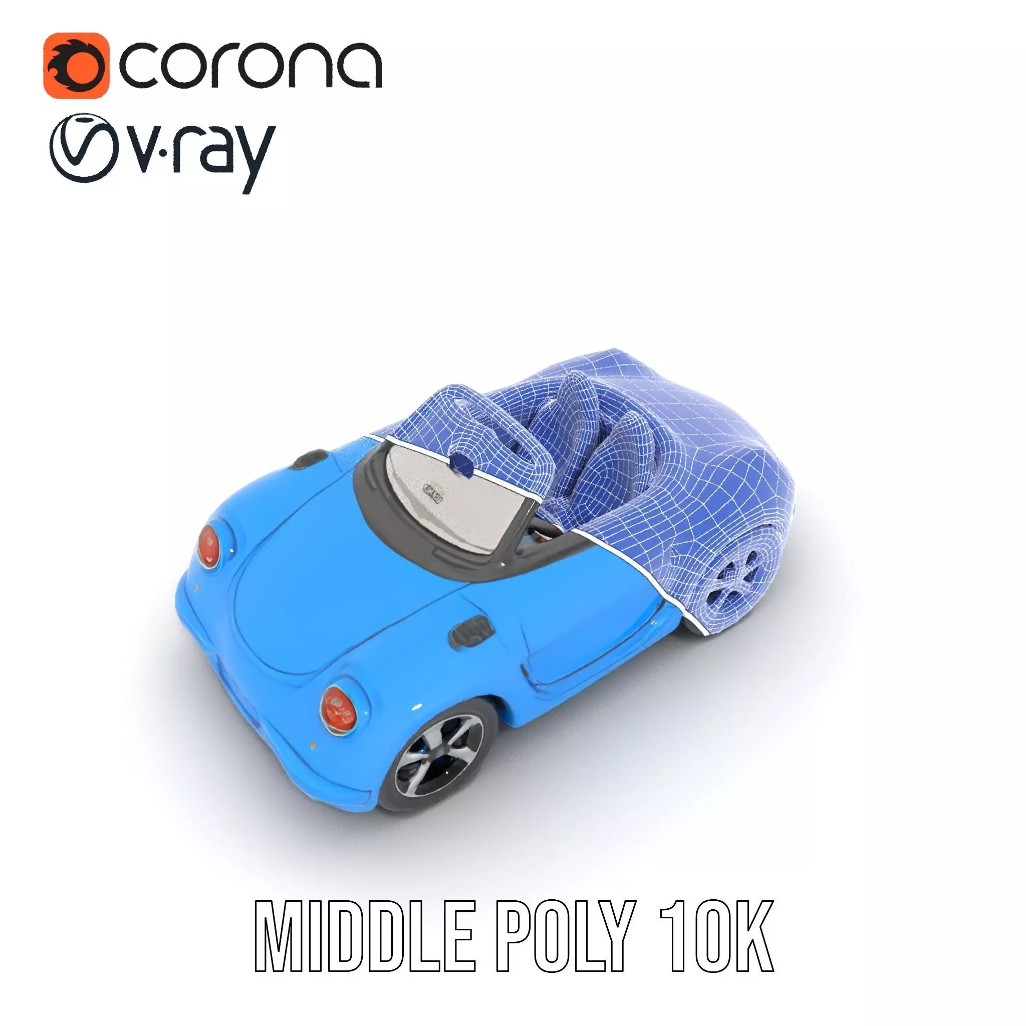 Azure Convertible Car model pack Low-poly 3D model_25