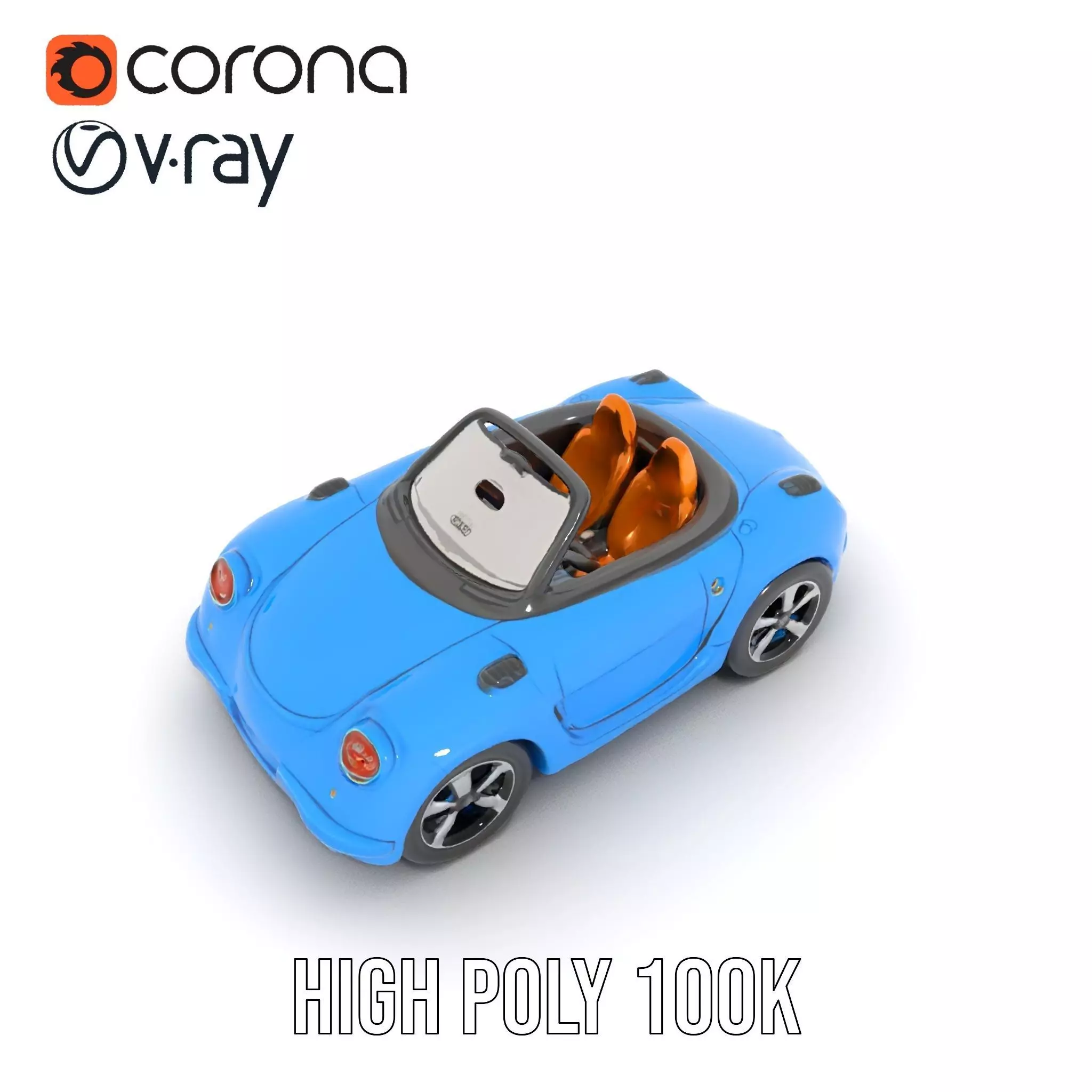 Azure Convertible Car model pack Low-poly 3D model_30