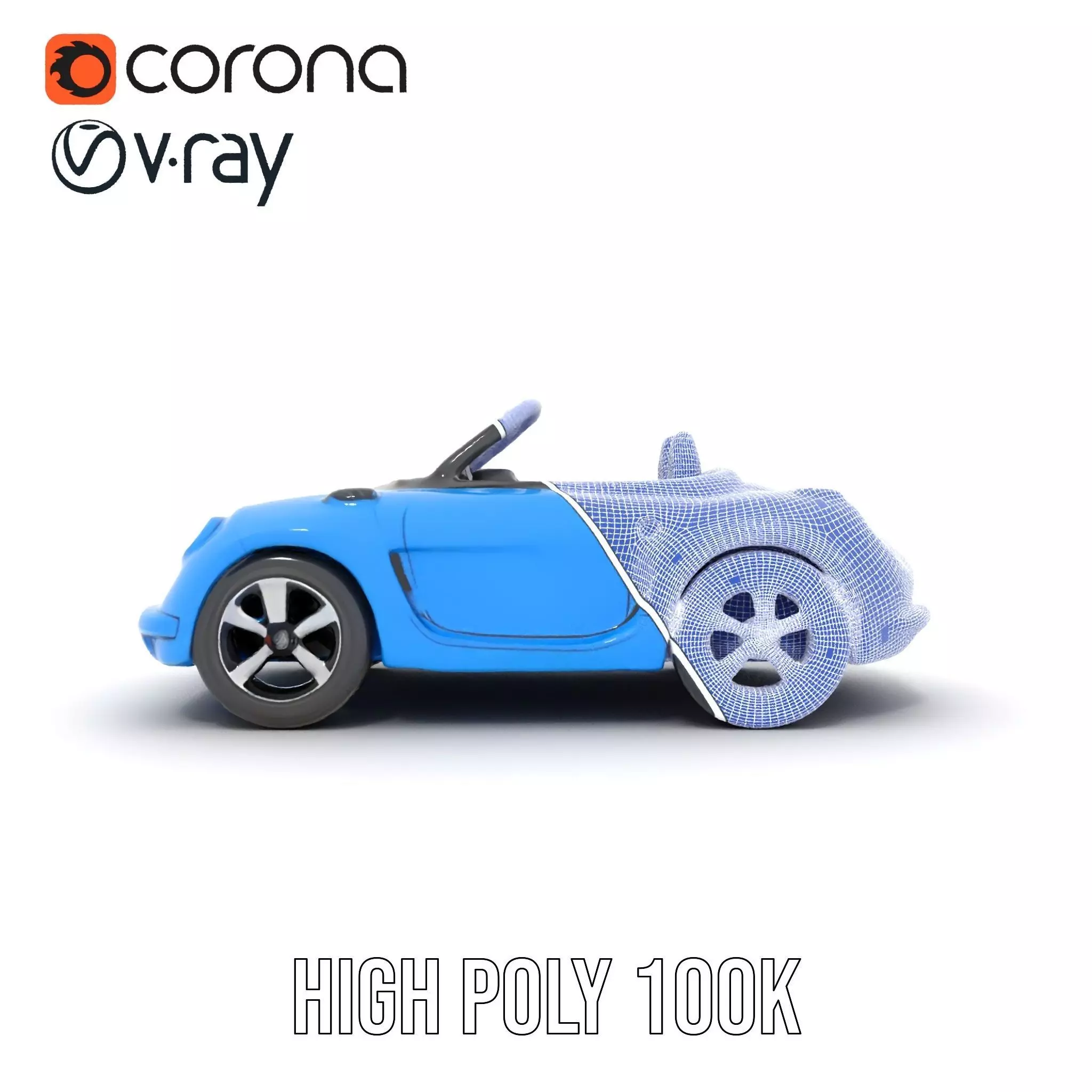 Azure Convertible Car model pack Low-poly 3D model_35