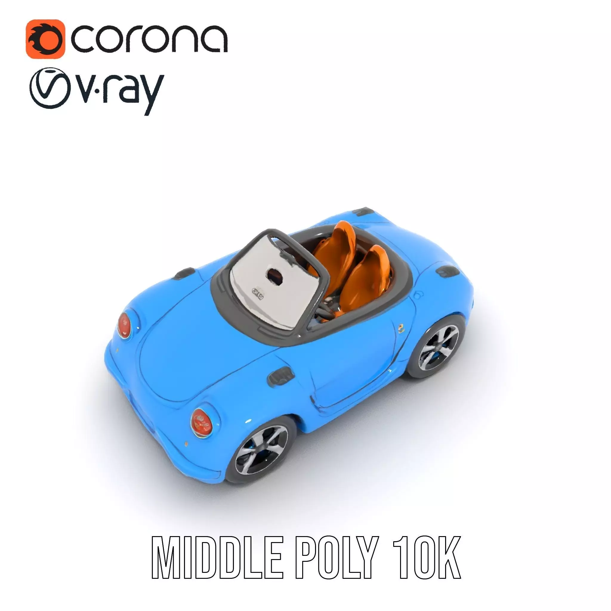 Azure Convertible Car model pack Low-poly 3D model_12