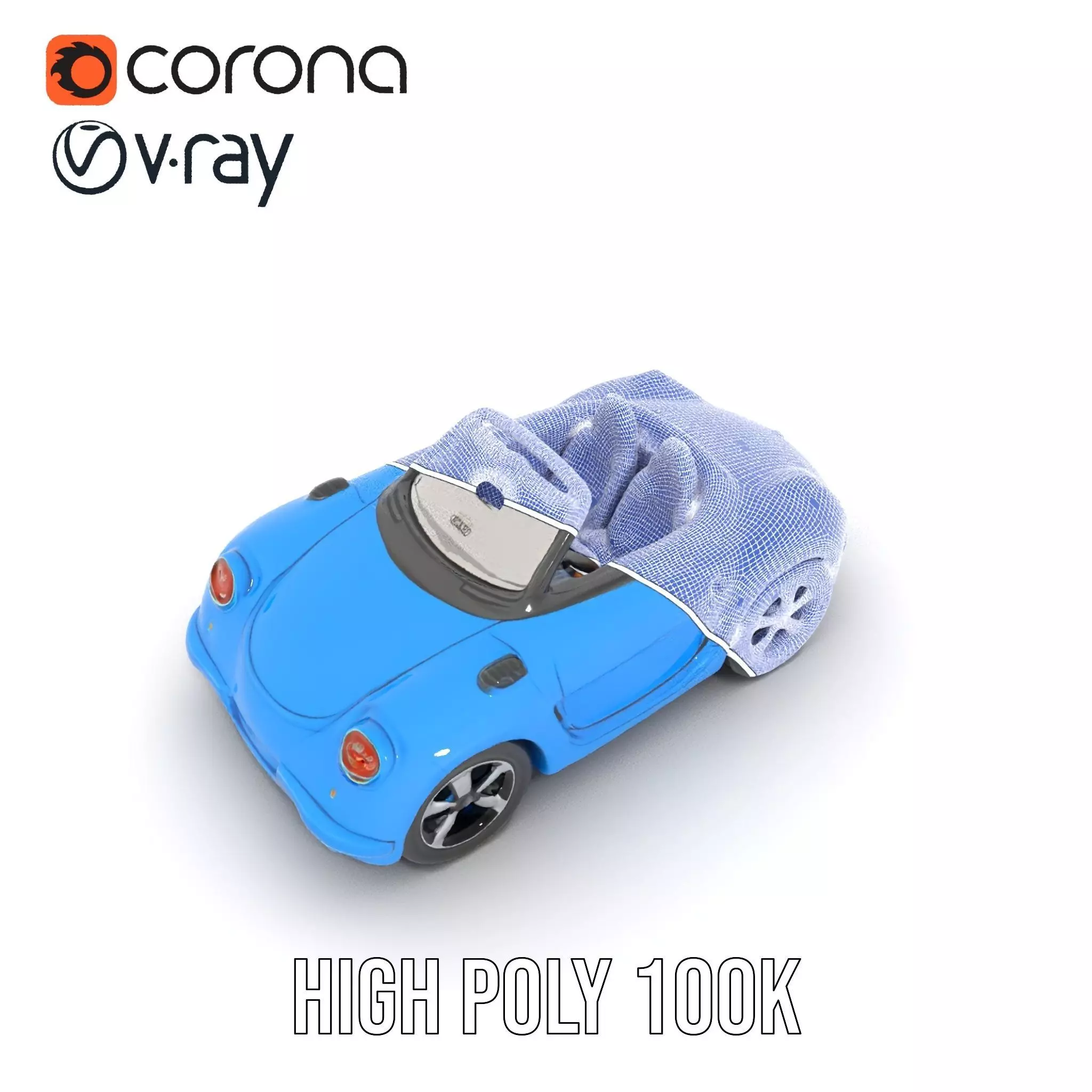 Azure Convertible Car model pack Low-poly 3D model_33