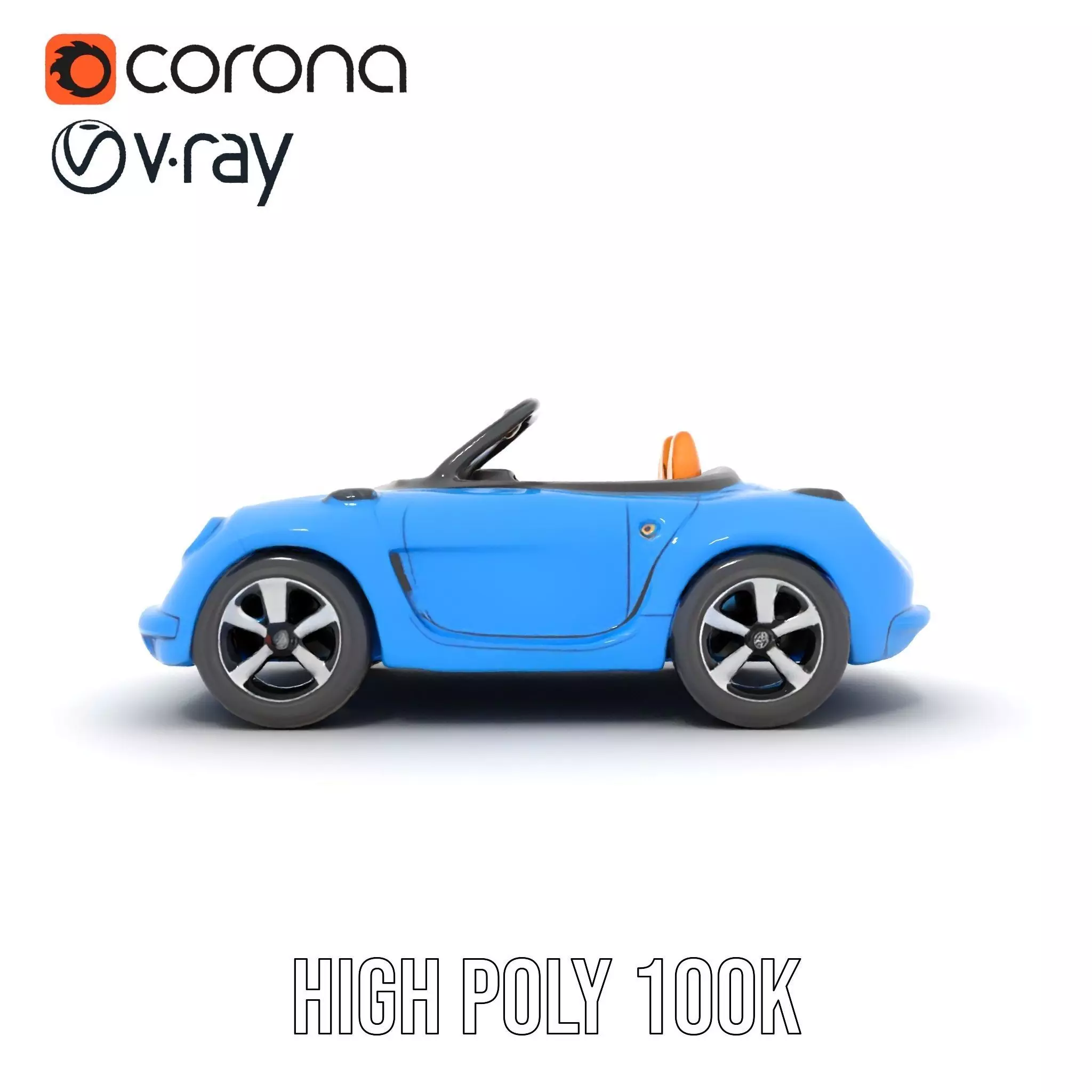 Azure Convertible Car model pack Low-poly 3D model_24