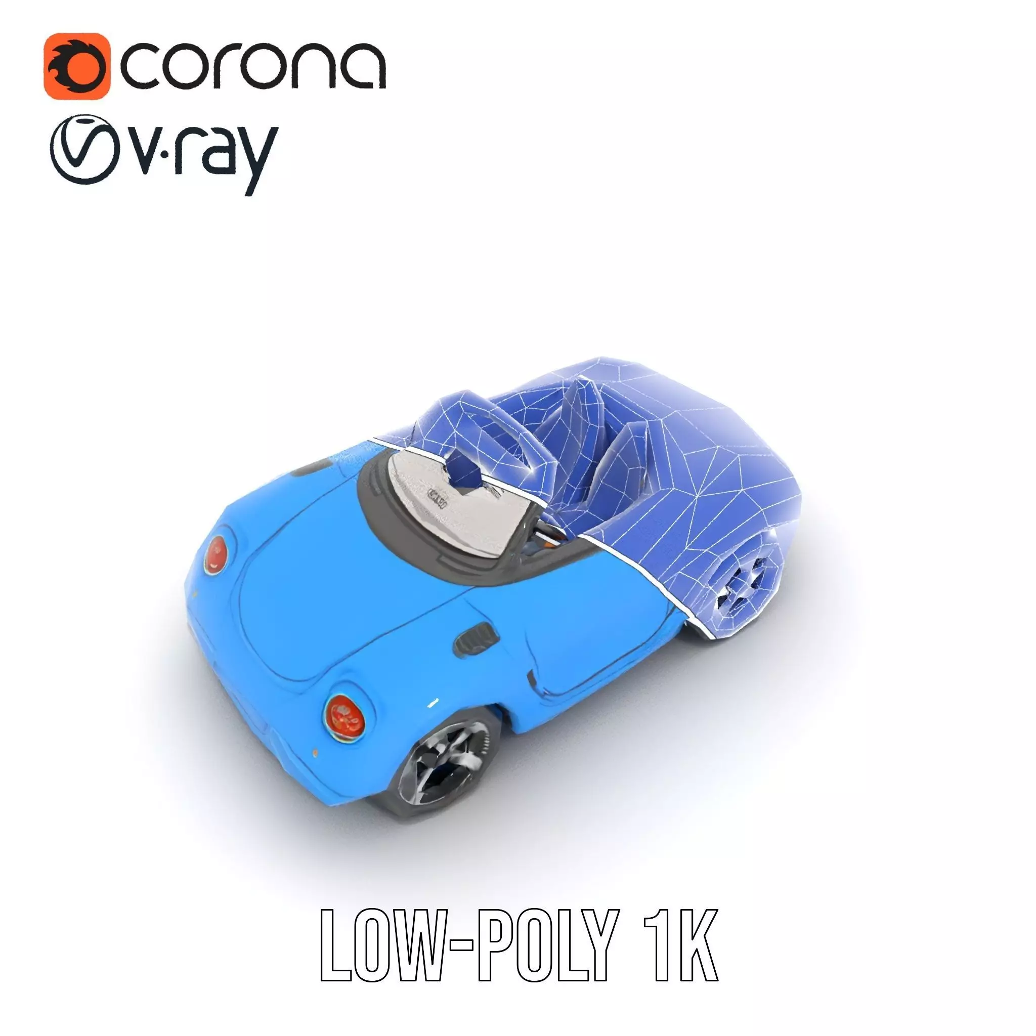 Azure Convertible Car model pack Low-poly 3D model_15