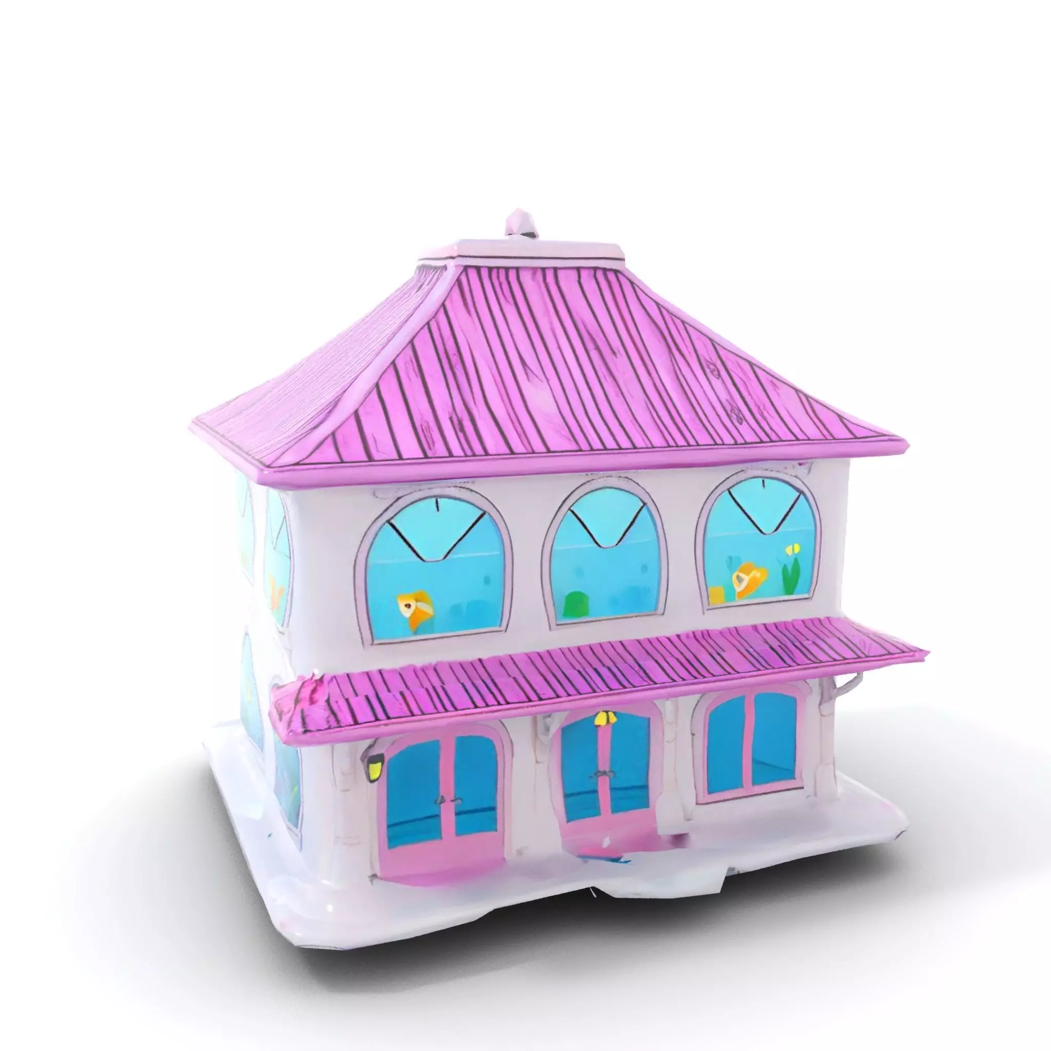 Whimsical Aquarium Building model pack Low-poly 3D model_15