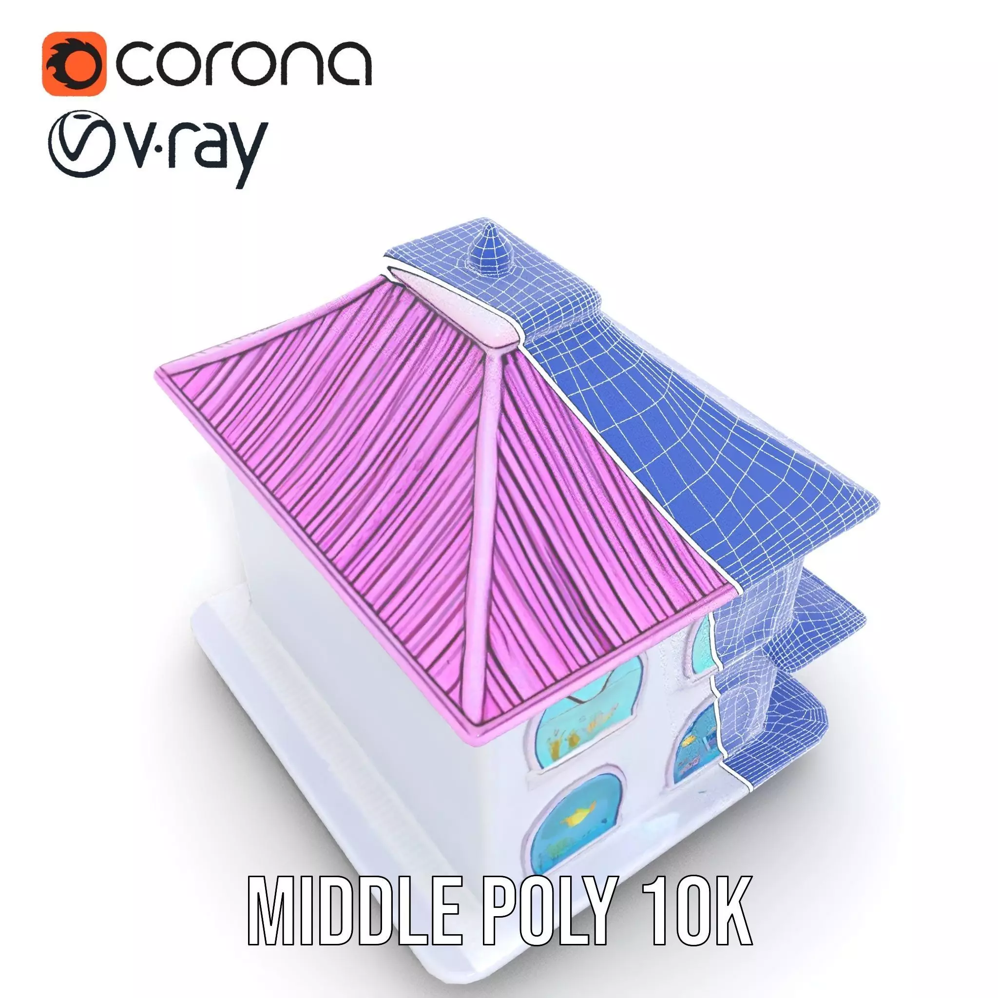 Whimsical Aquarium Building model pack Low-poly 3D model_17