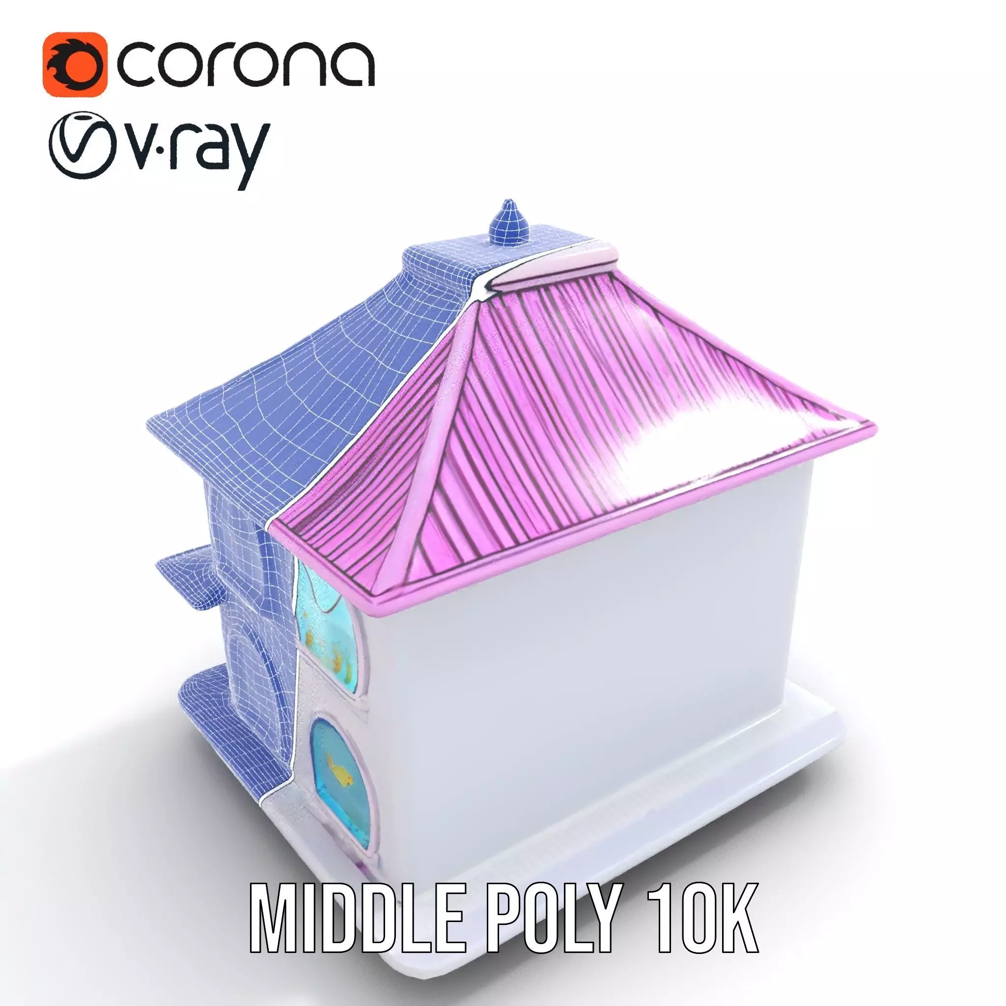 Whimsical Aquarium Building model pack Low-poly 3D model_19