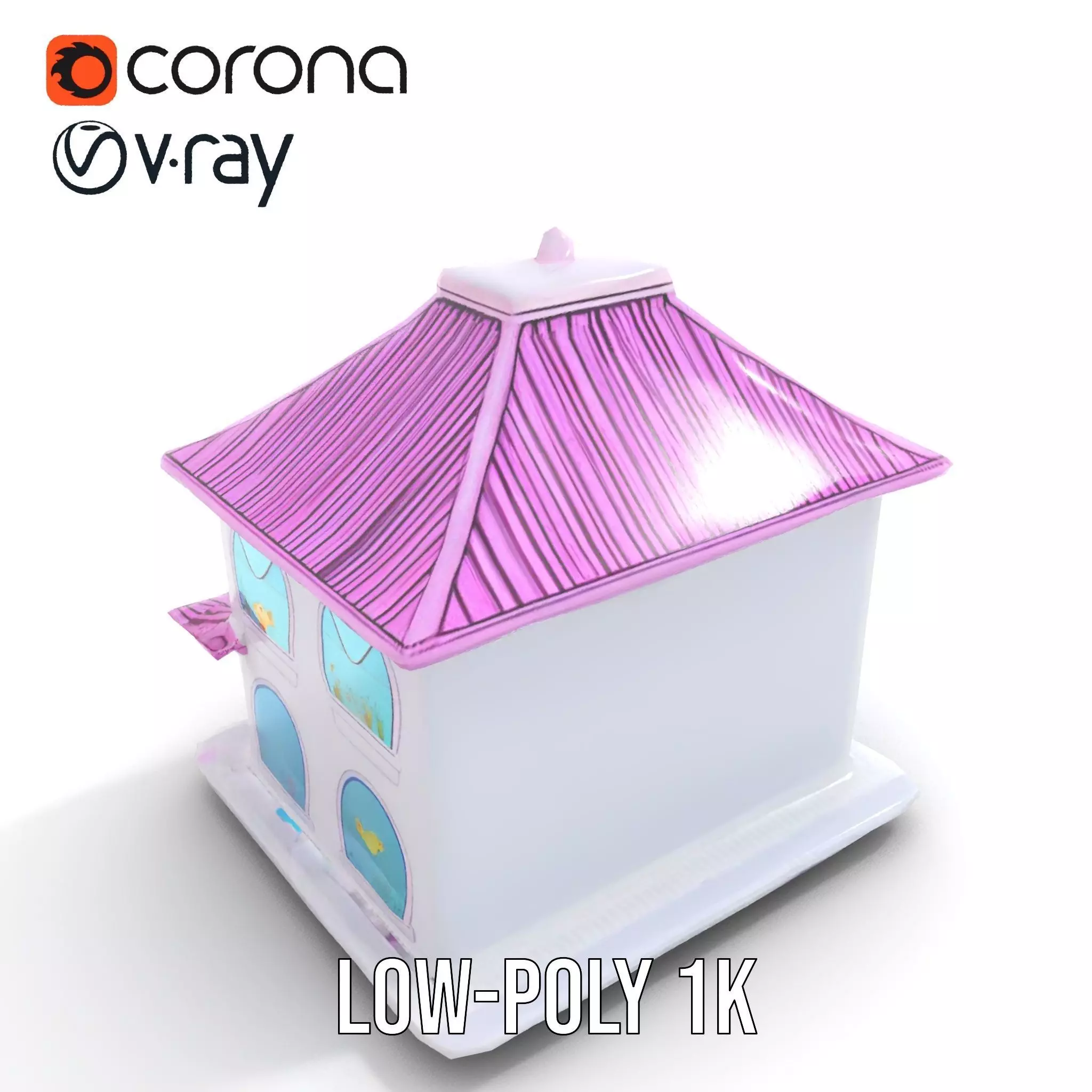 Whimsical Aquarium Building model pack Low-poly 3D model_26