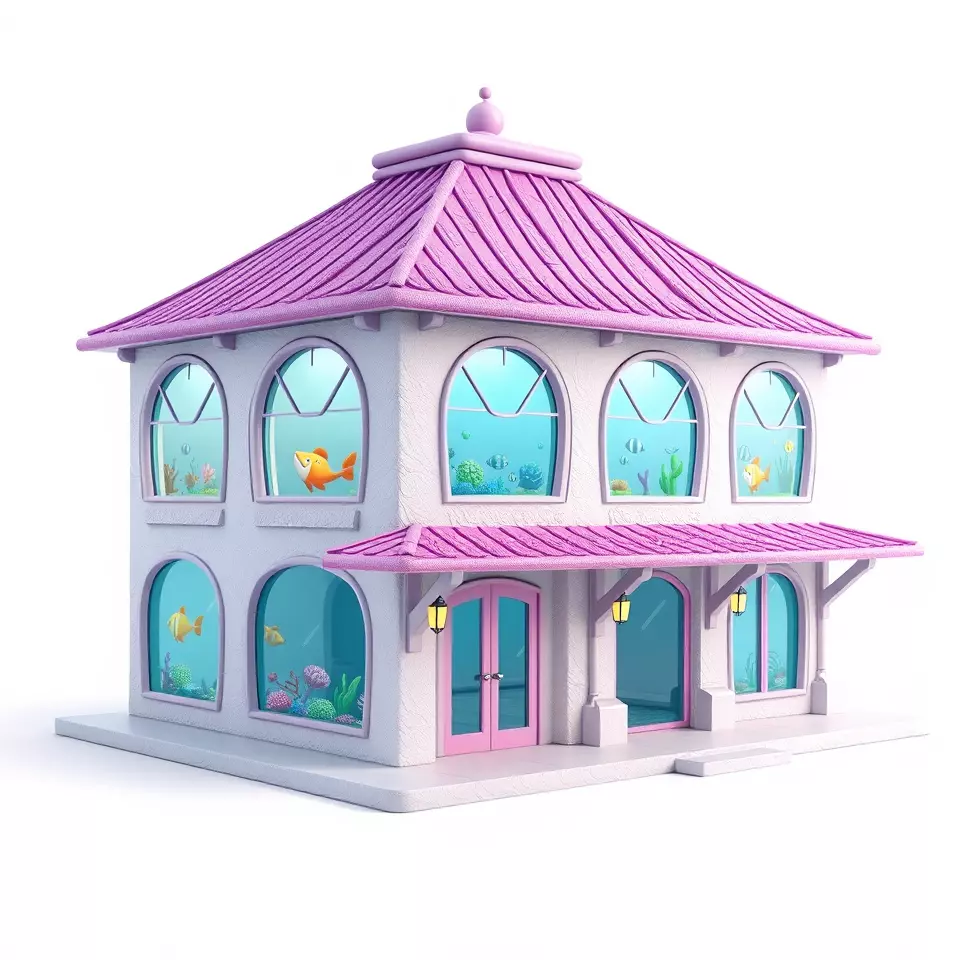 Whimsical Aquarium Building model pack Low-poly 3D model_3