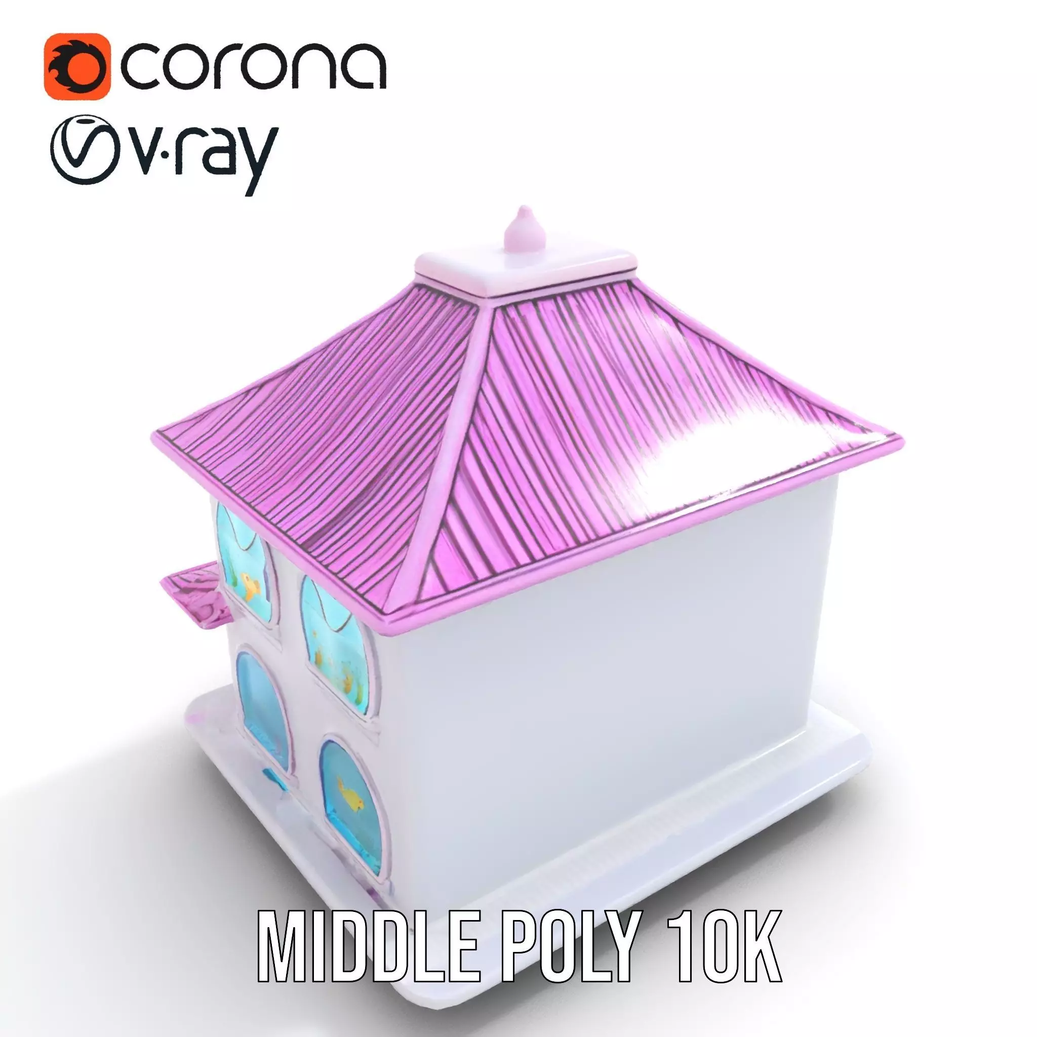 Whimsical Aquarium Building model pack Low-poly 3D model_6