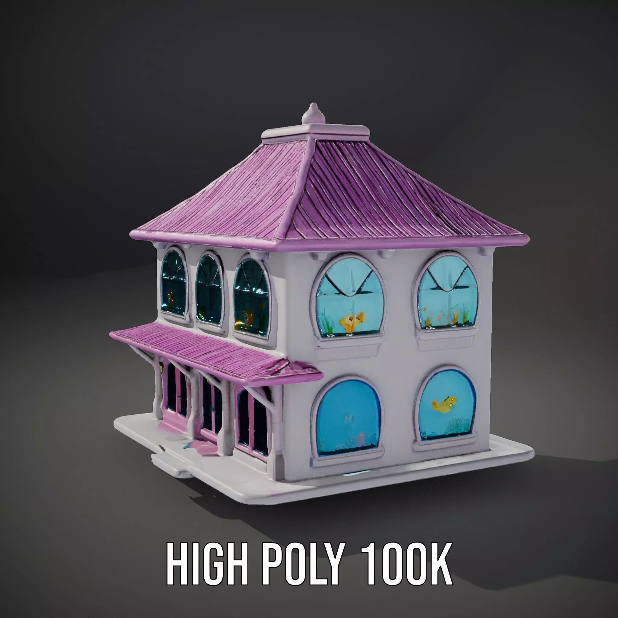 Whimsical Aquarium Building model pack Low-poly 3D model_11
