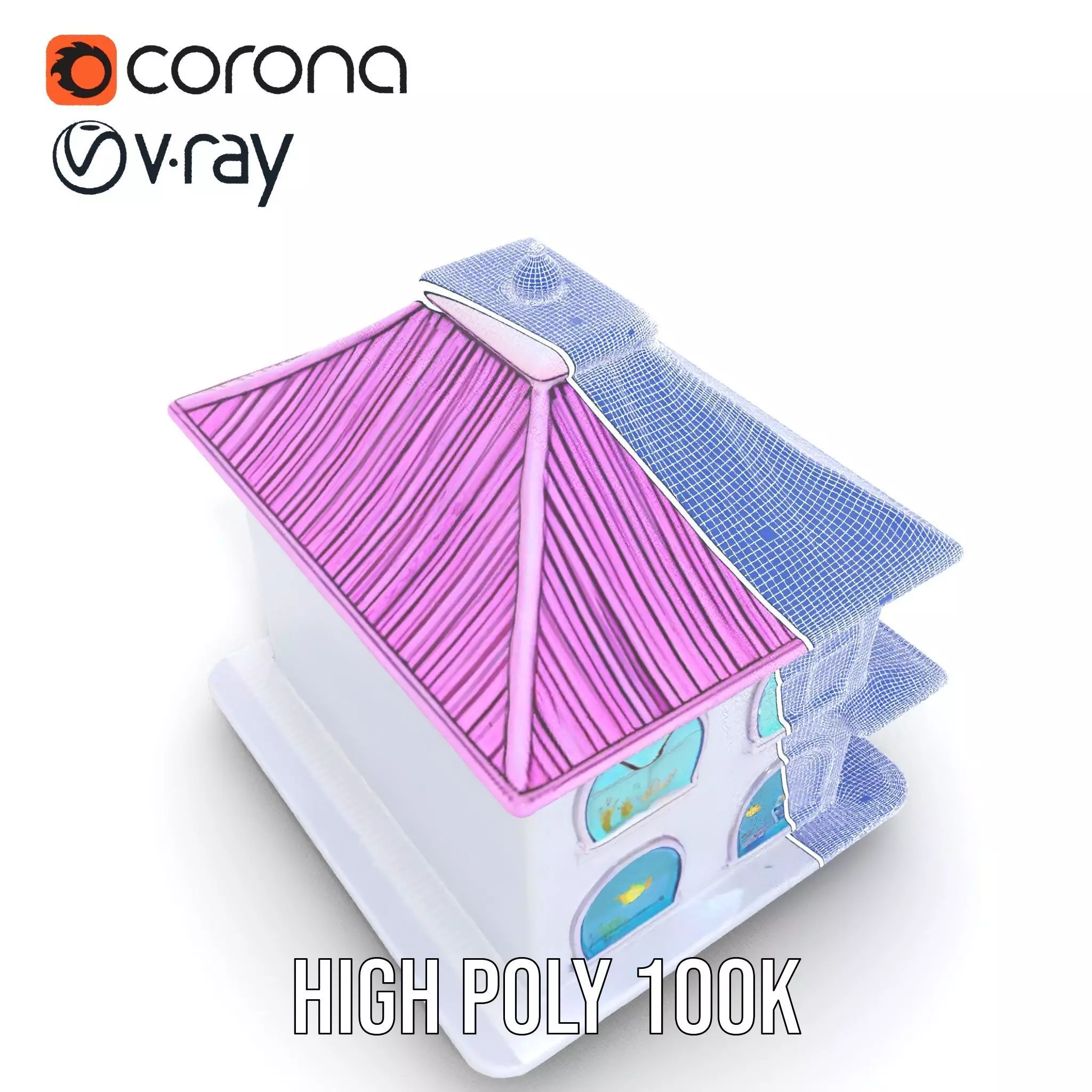 Whimsical Aquarium Building model pack Low-poly 3D model_24