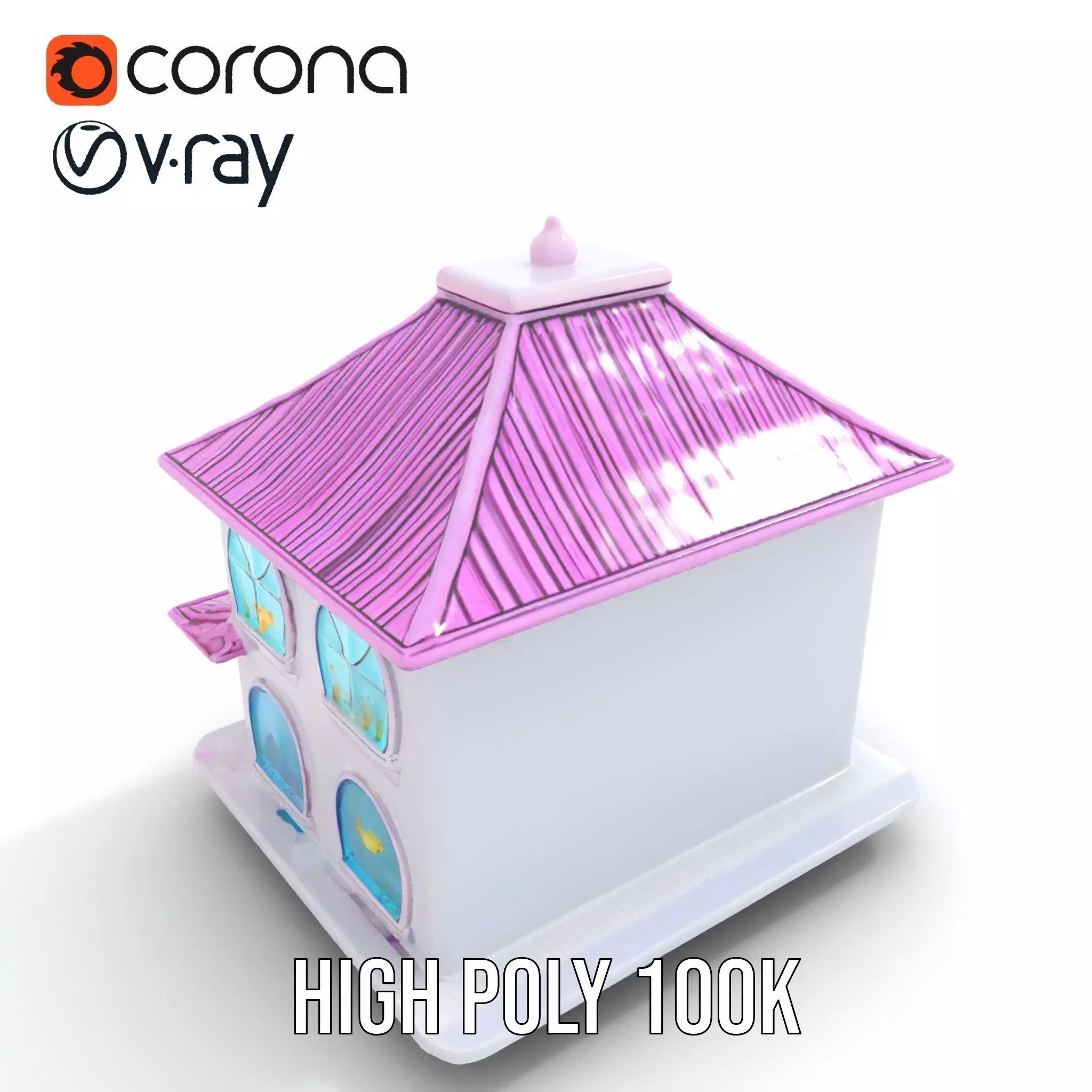 Whimsical Aquarium Building model pack Low-poly 3D model_21