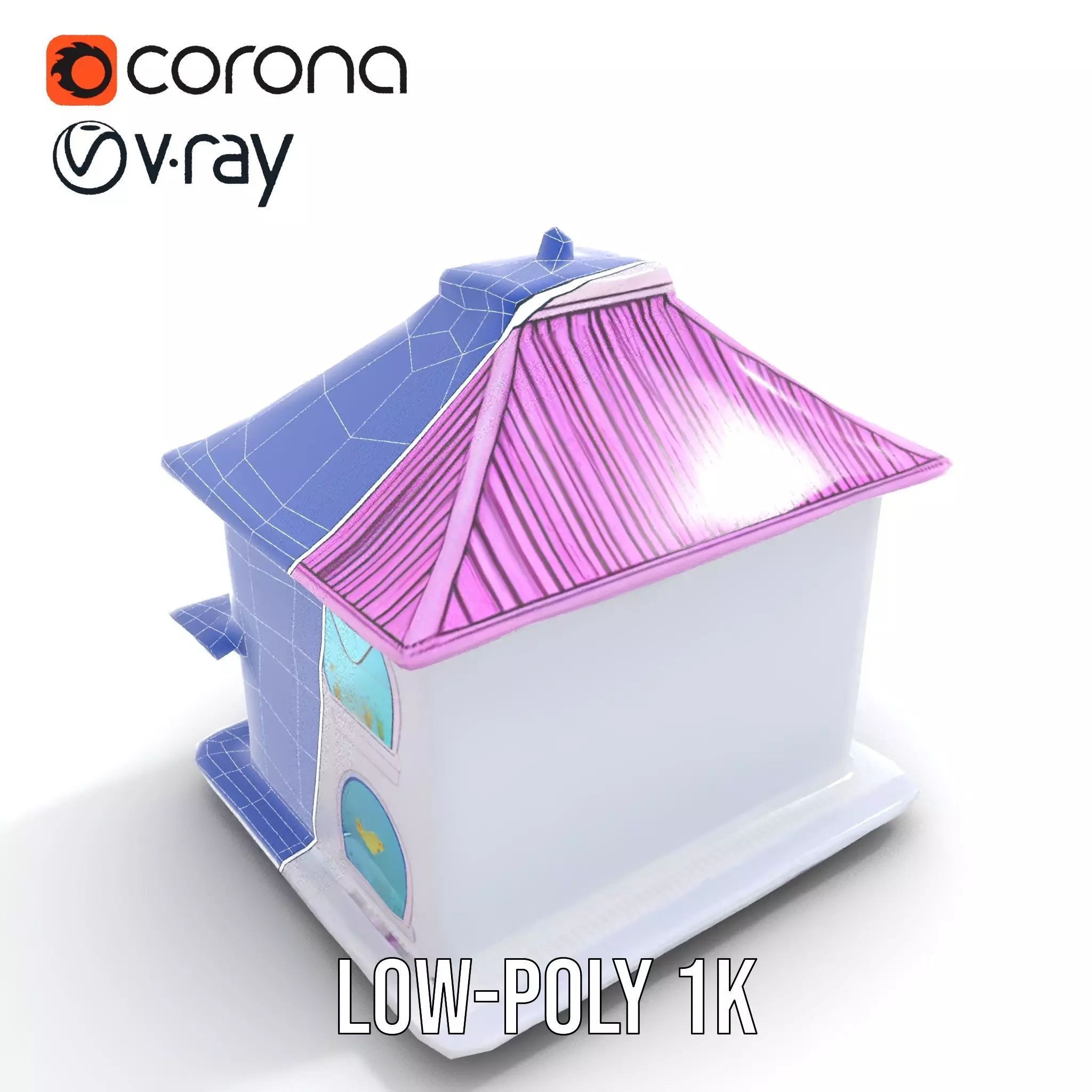 Whimsical Aquarium Building model pack Low-poly 3D model_20