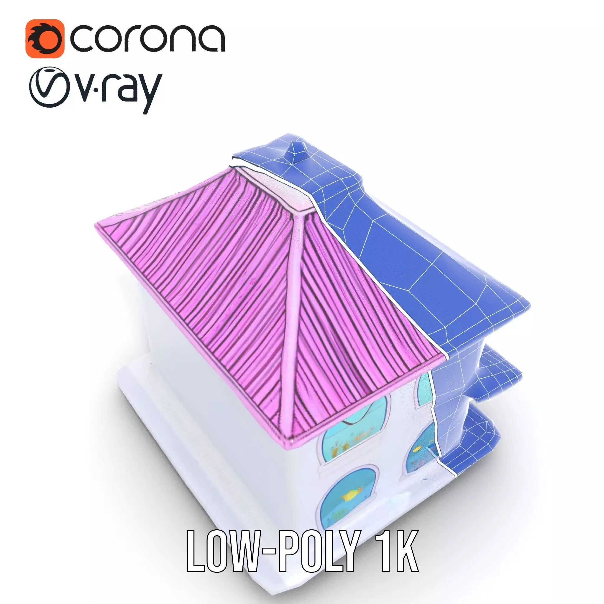 Whimsical Aquarium Building model pack Low-poly 3D model_31