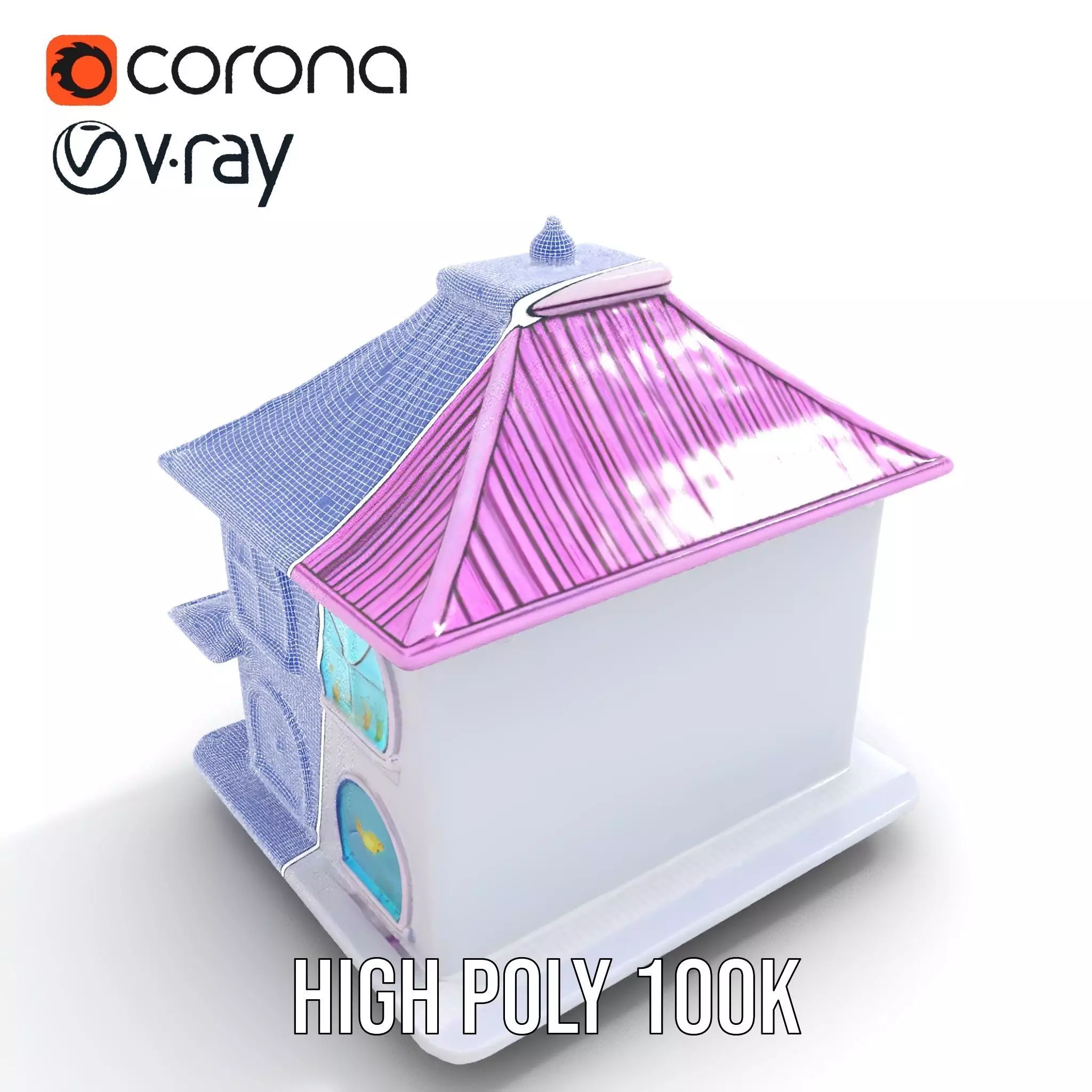 Whimsical Aquarium Building model pack Low-poly 3D model_32