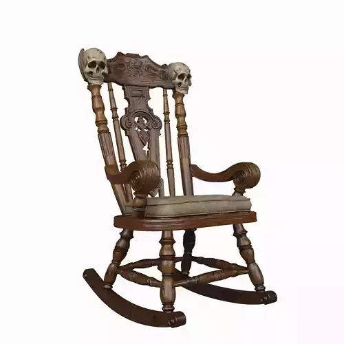 Spooky 3D Haunted Rocking Chair with Skull Carvings