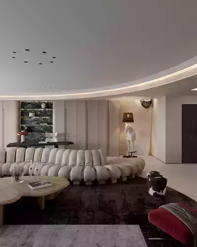 Luxury living and dining room interior