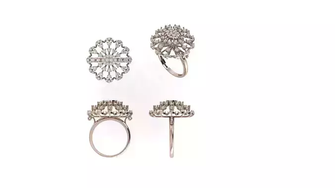 Rose Gold Floral Diamond Cluster Cocktail Ring