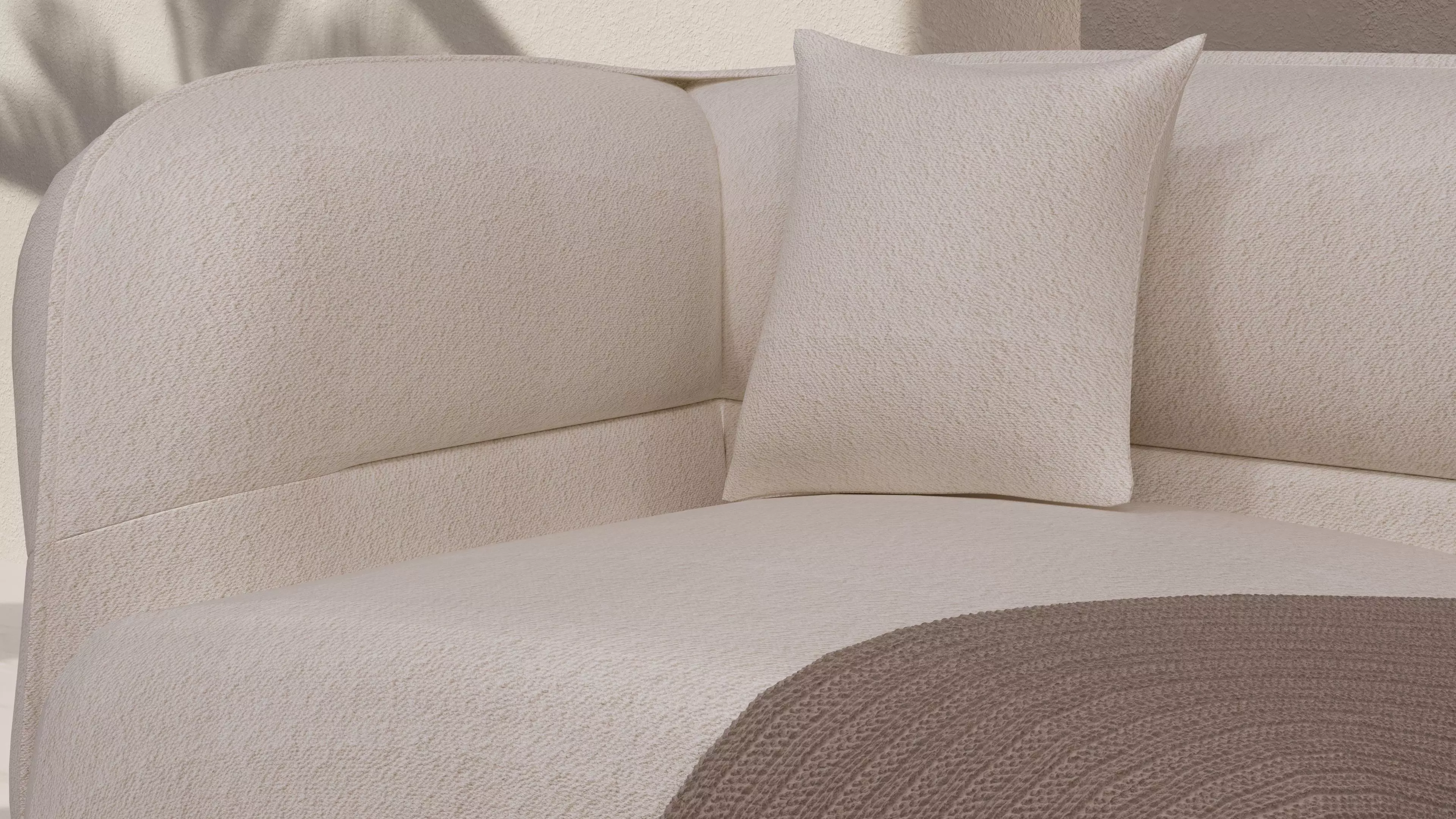 Minimal Boucle Sofa with Blanket 3D model_3