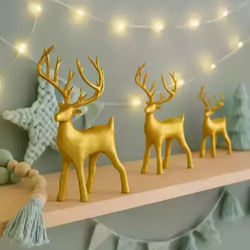 3 pcs Miniature Deer Family  Christmas Decor Reindeer Set 3D print model