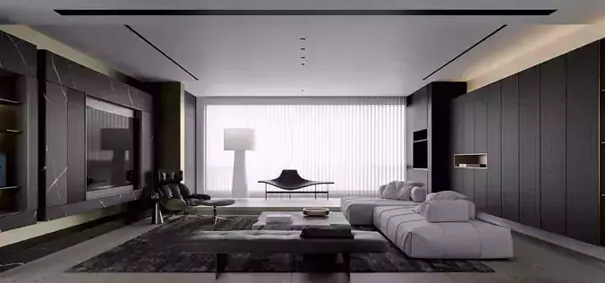 Dark living room interior