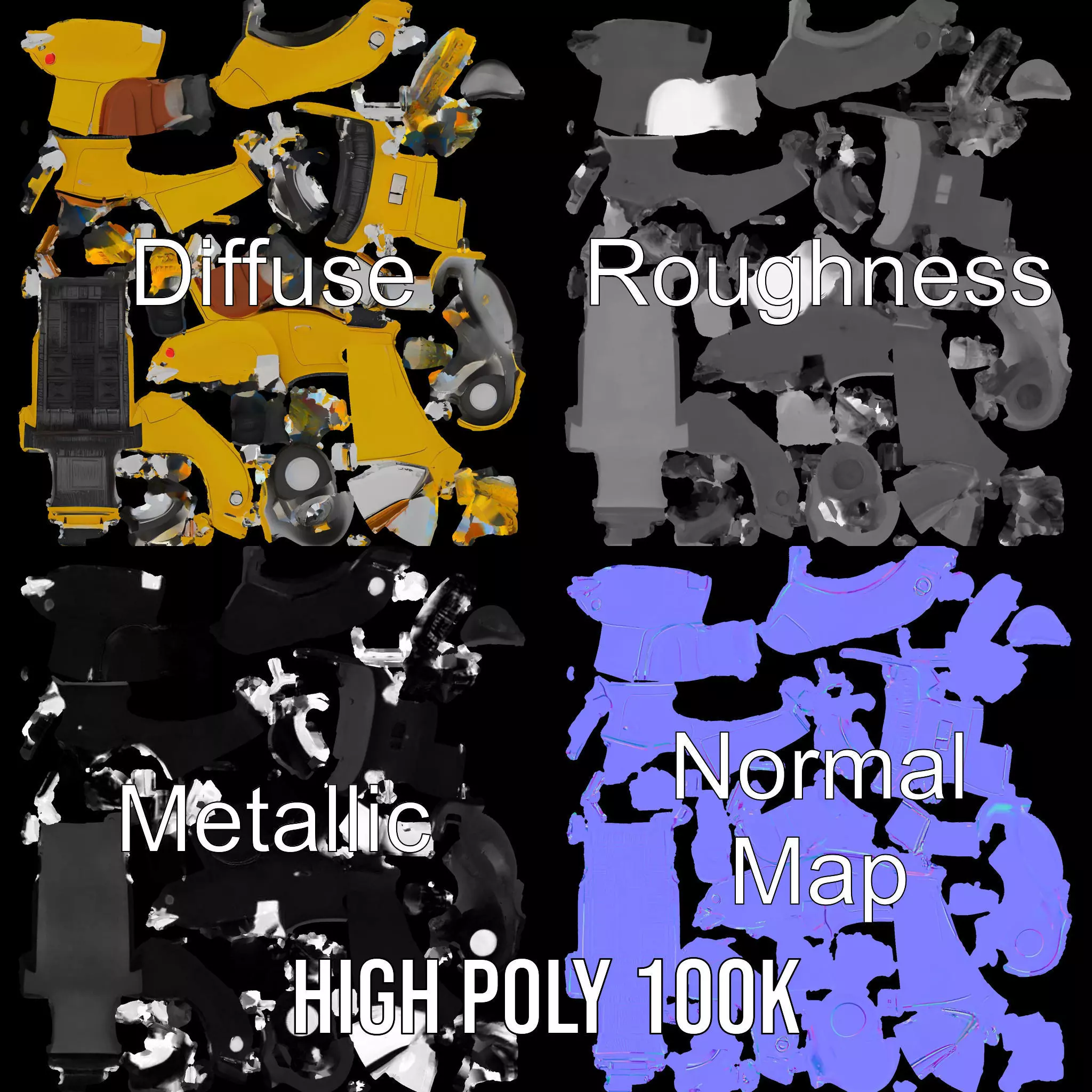 Sunny Convertible Classic model pack Low-poly 3D model_4