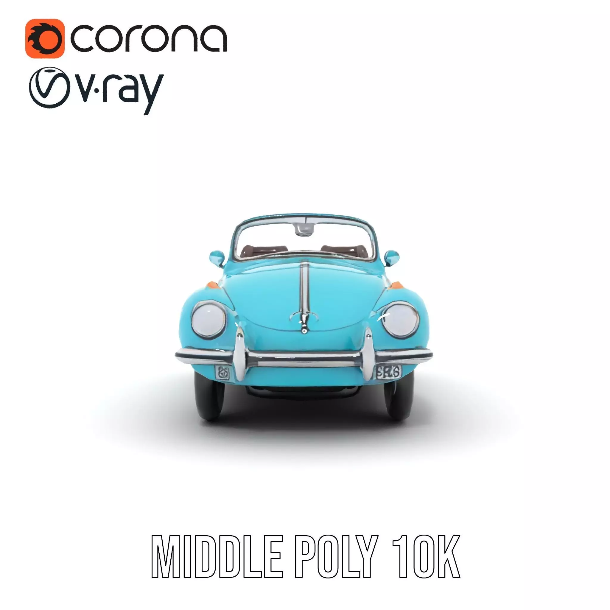 Turquoise Classic Convertible model pack Low-poly 3D model_14