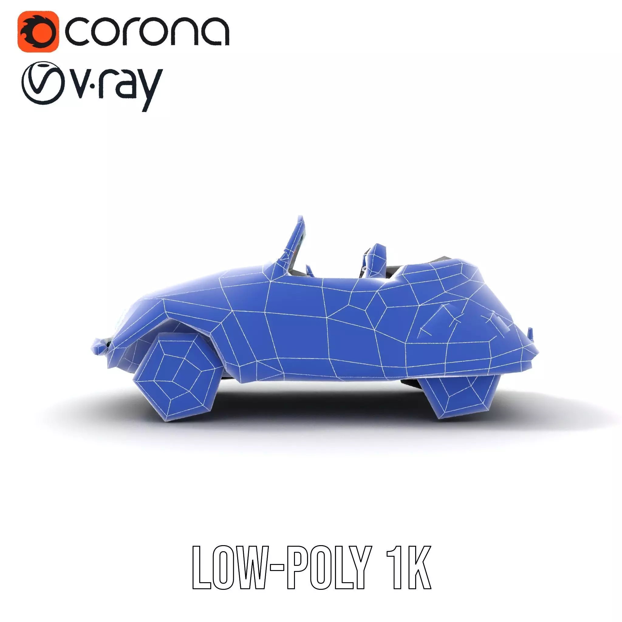 Turquoise Classic Convertible model pack Low-poly 3D model_26