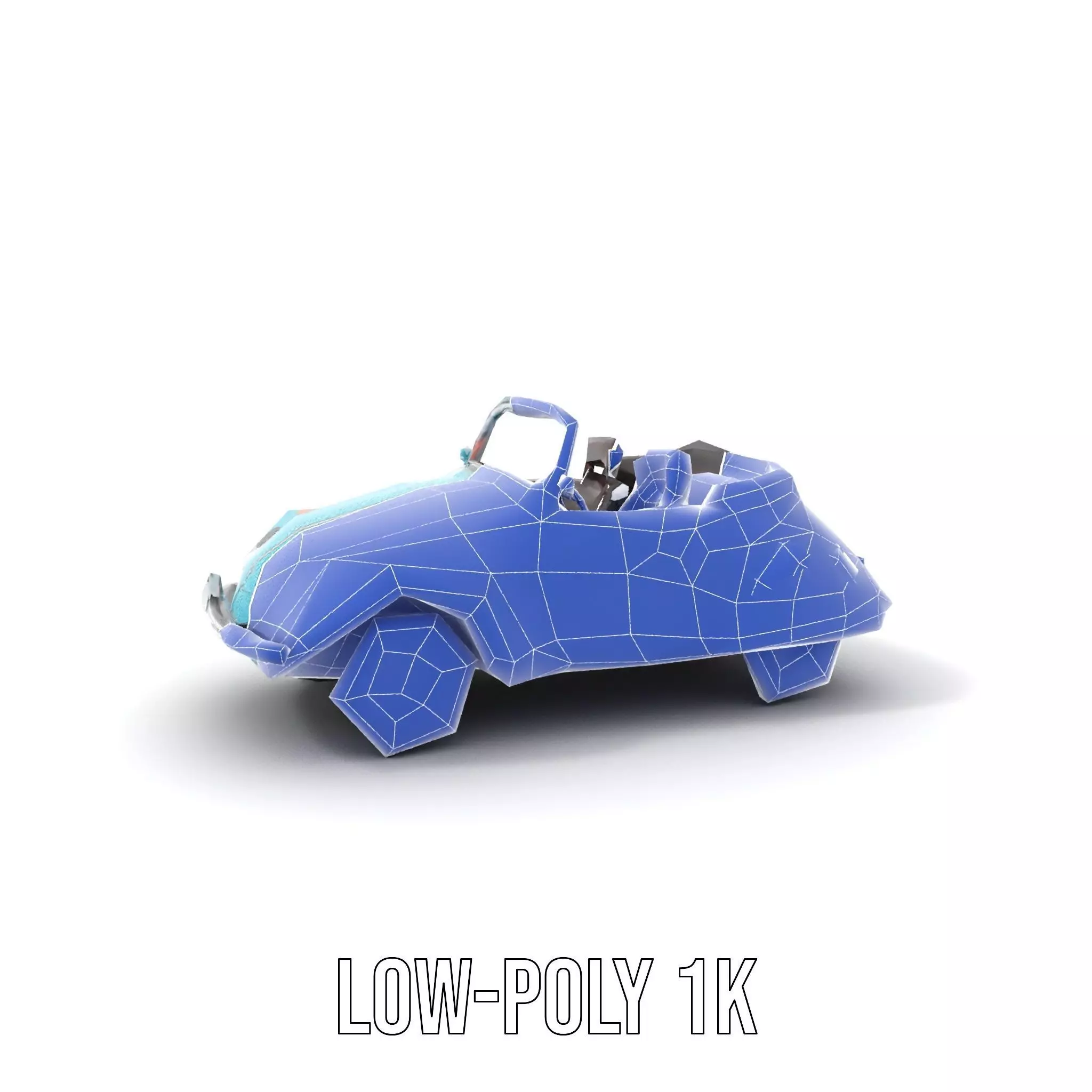 Turquoise Classic Convertible model pack Low-poly 3D model_15