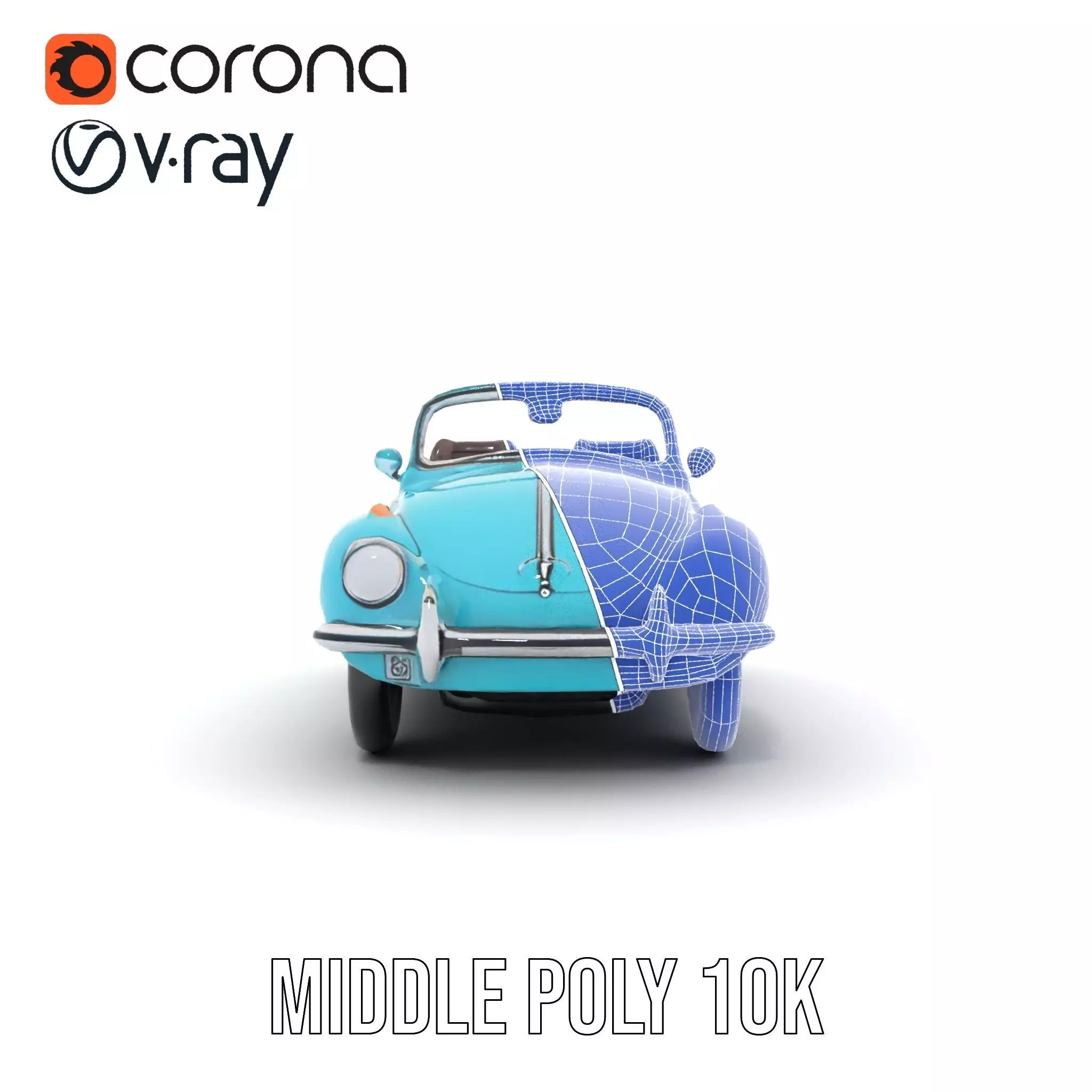 Turquoise Classic Convertible model pack Low-poly 3D model_22