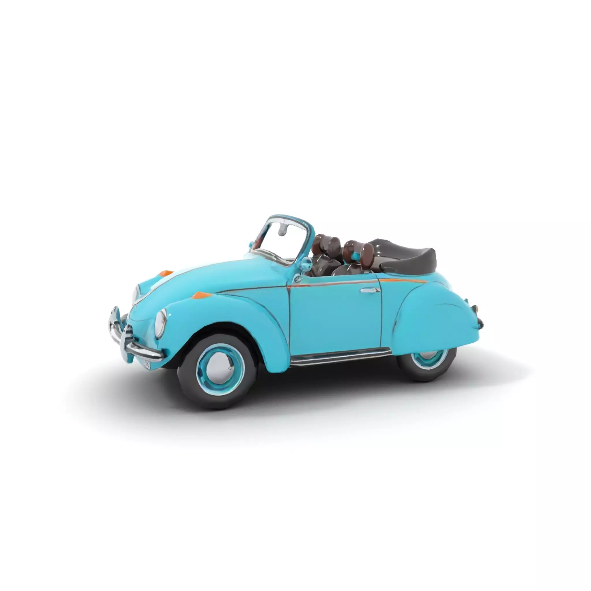 Turquoise Classic Convertible model pack Low-poly 3D model_17