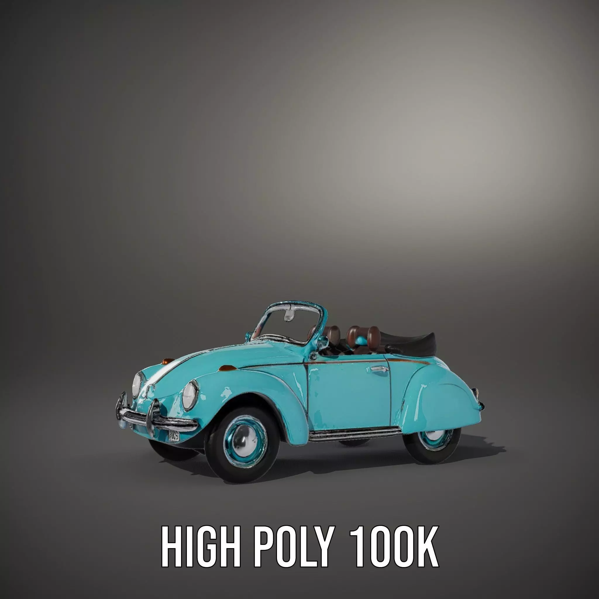 Turquoise Classic Convertible model pack Low-poly 3D model_9