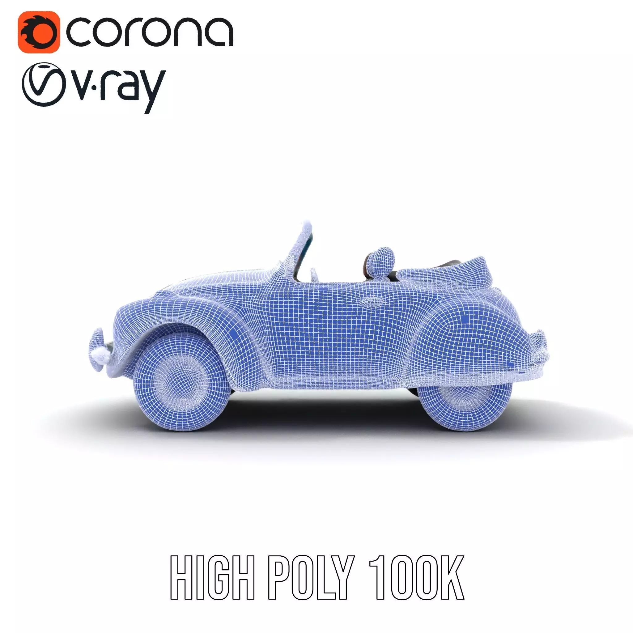 Turquoise Classic Convertible model pack Low-poly 3D model_21