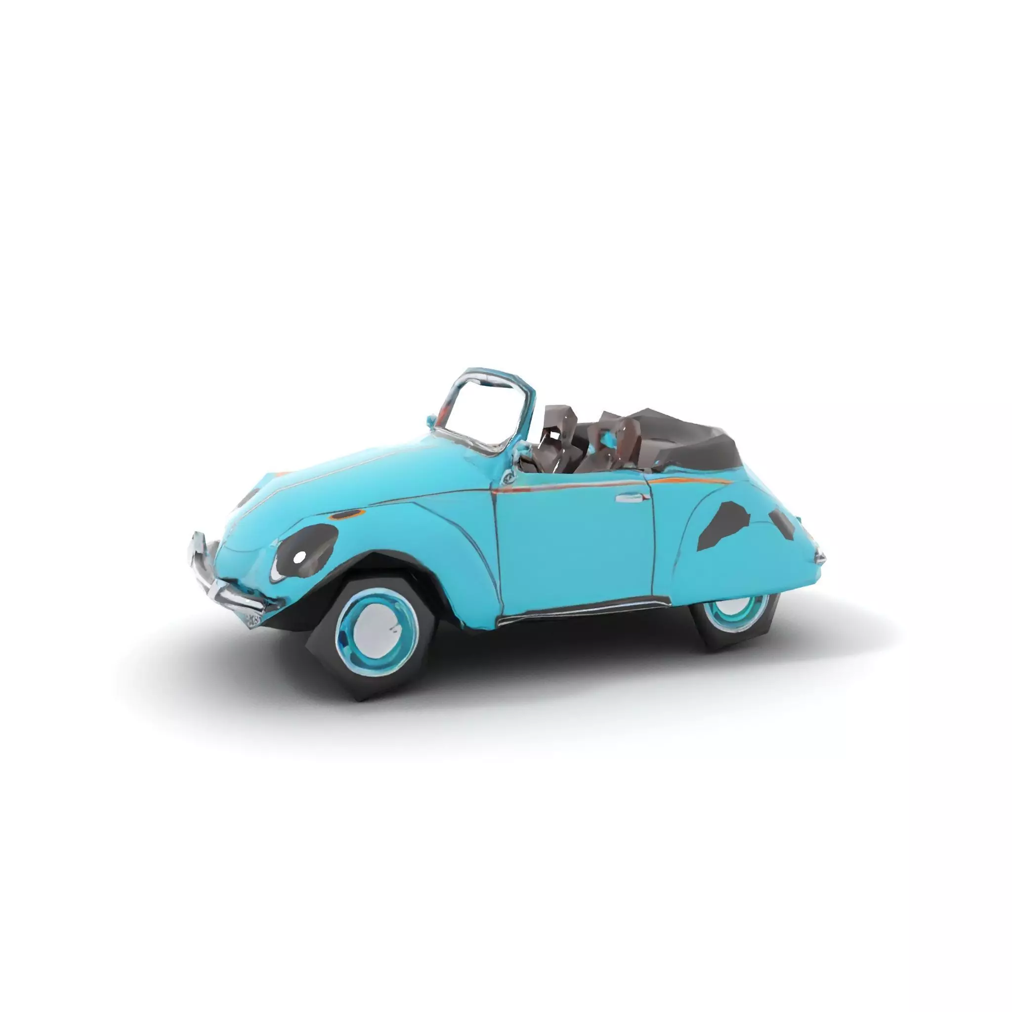 Turquoise Classic Convertible model pack Low-poly 3D model_8