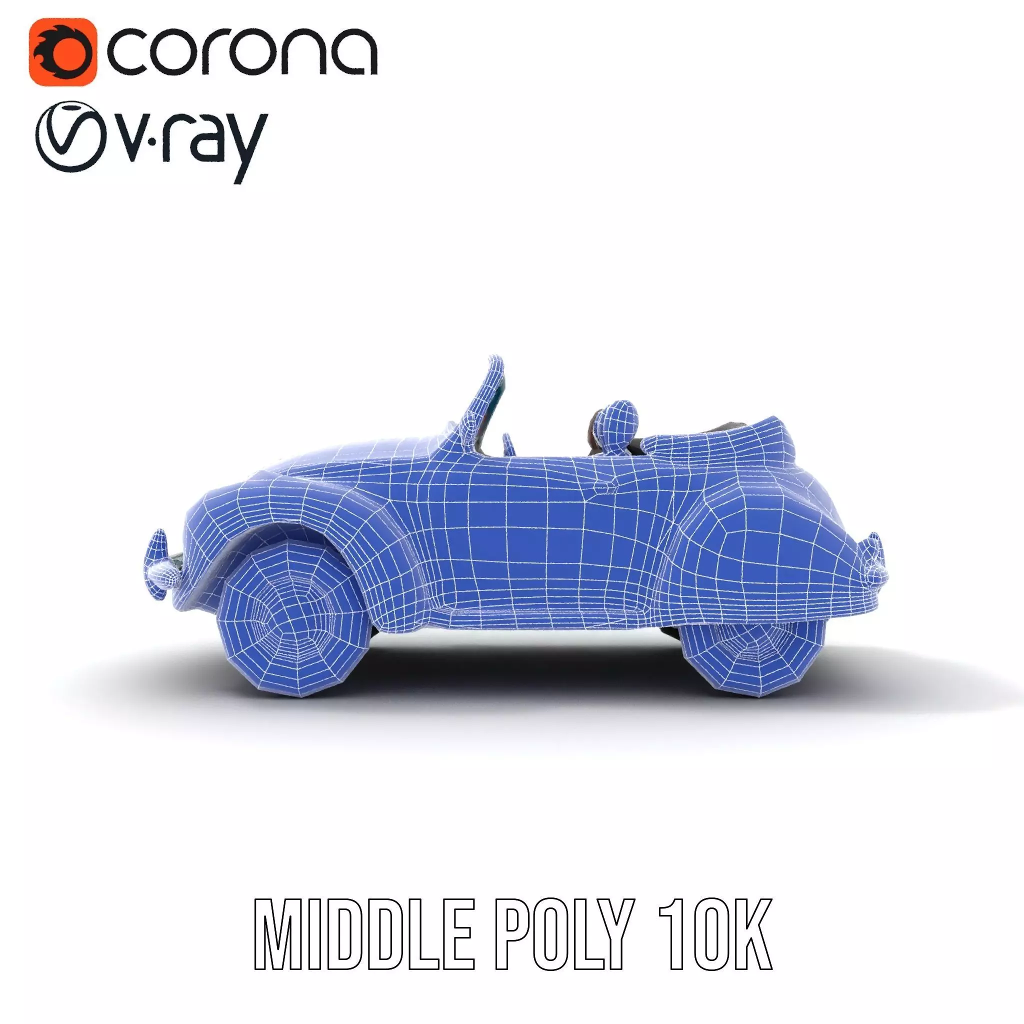 Turquoise Classic Convertible model pack Low-poly 3D model_25