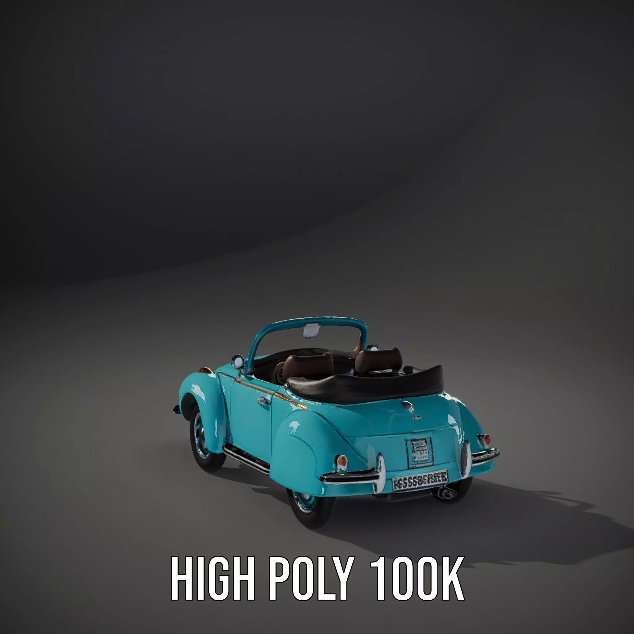 Turquoise Classic Convertible model pack Low-poly 3D model_11