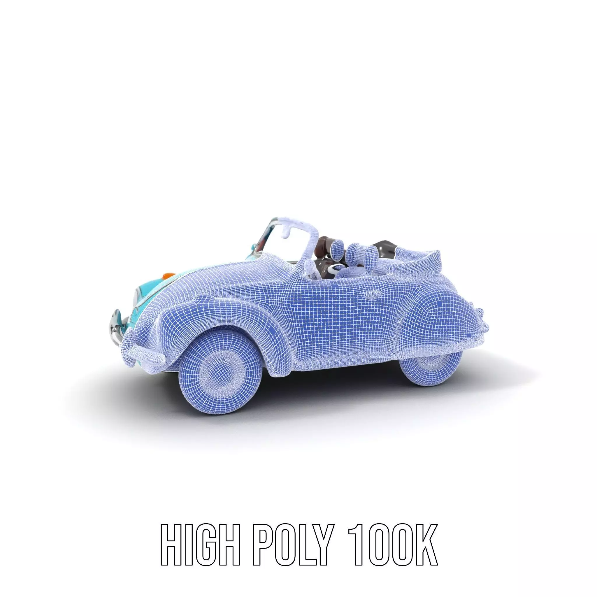 Turquoise Classic Convertible model pack Low-poly 3D model_5