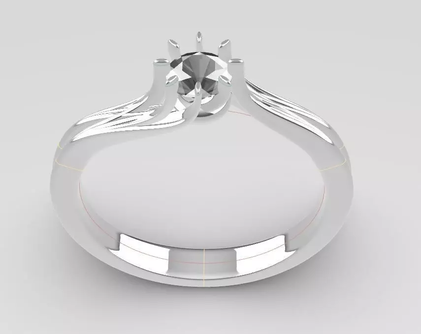 Round Model Solitaire Ring 3D model_0